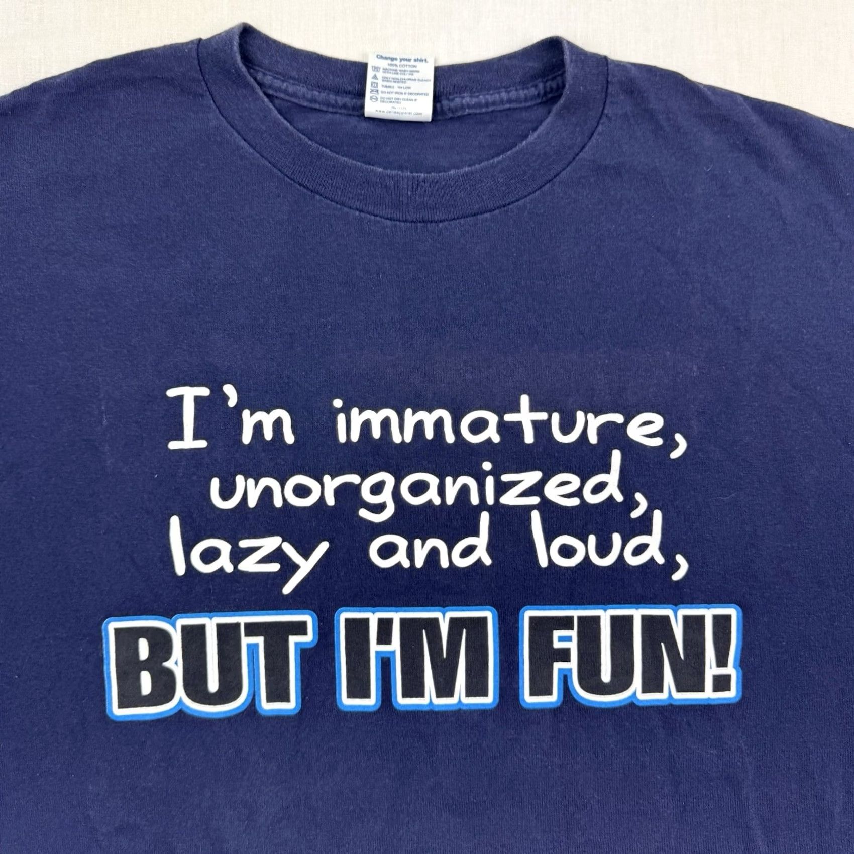 Delta VINTAGE Immature Funny T Shirt Adult XL Humor Sentence Graphic Y2K American Blue Mens Size US XL / EU 56 / 4 - 2 Thumbnail