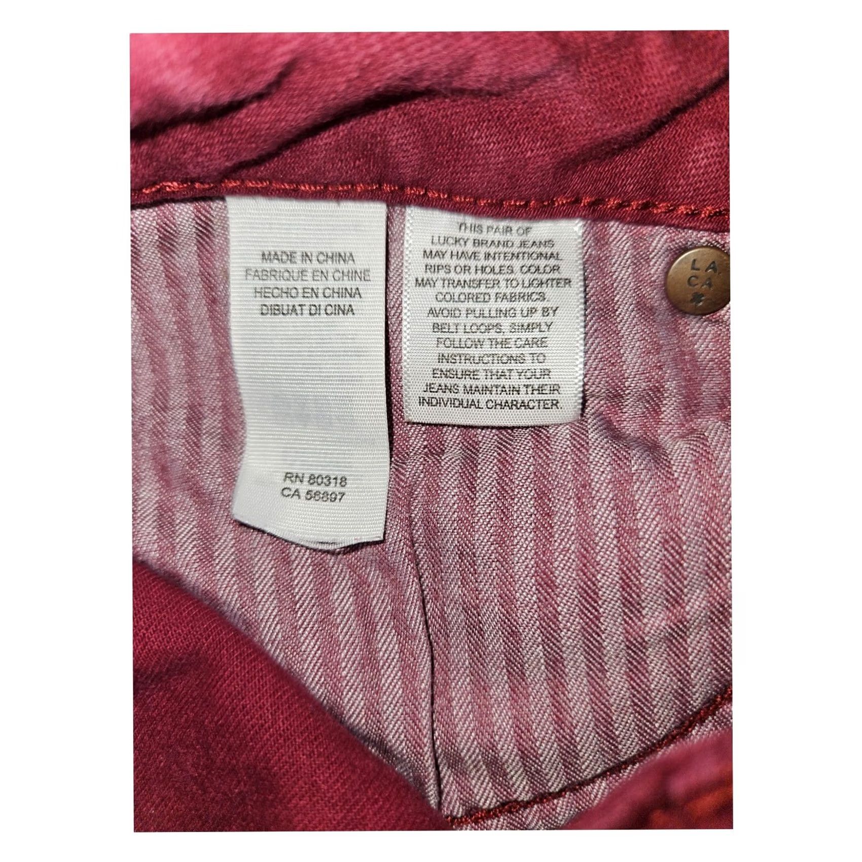 Lucky Brand Luck Brand Lolita Skinny Jeans Women 6/28 Red Stretch Casual City Preppy - 29-in Size 28" / US 6 / IT 42 - 3 Thumbnail