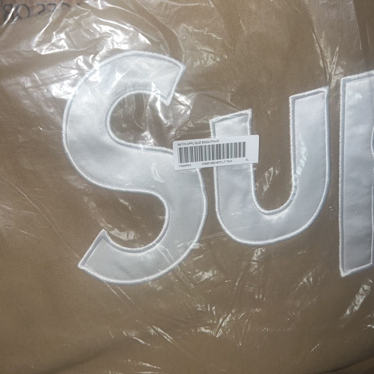 Supreme Supreme Satin Applique Sweatpant Light Tan FW25 Size: XL Size US 36 / EU 52 - 4 Thumbnail