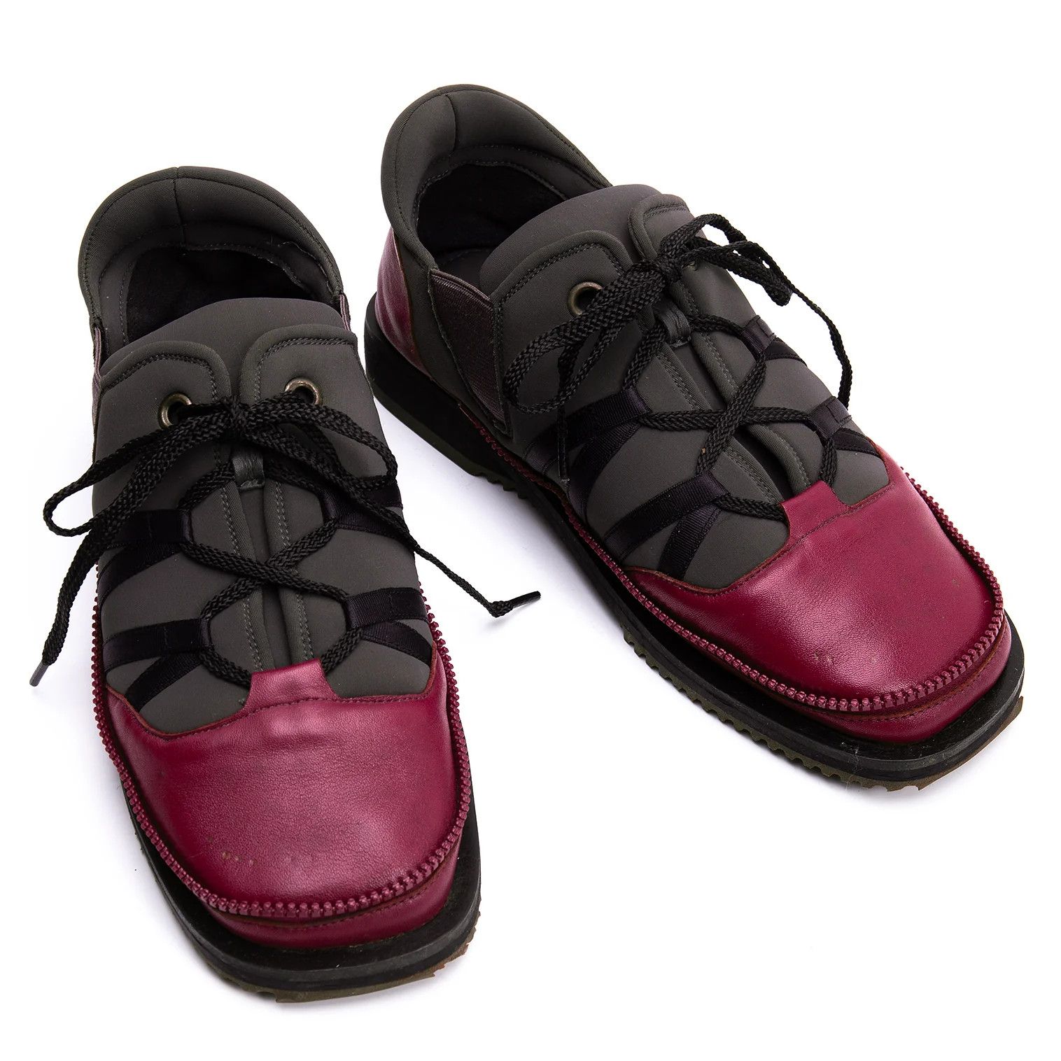 Jean Paul Gaultier Grey and Purple Leather-Neoprene Zip Design Shoes Size 28.5 Size US 11 / EU 44 - 1 Preview