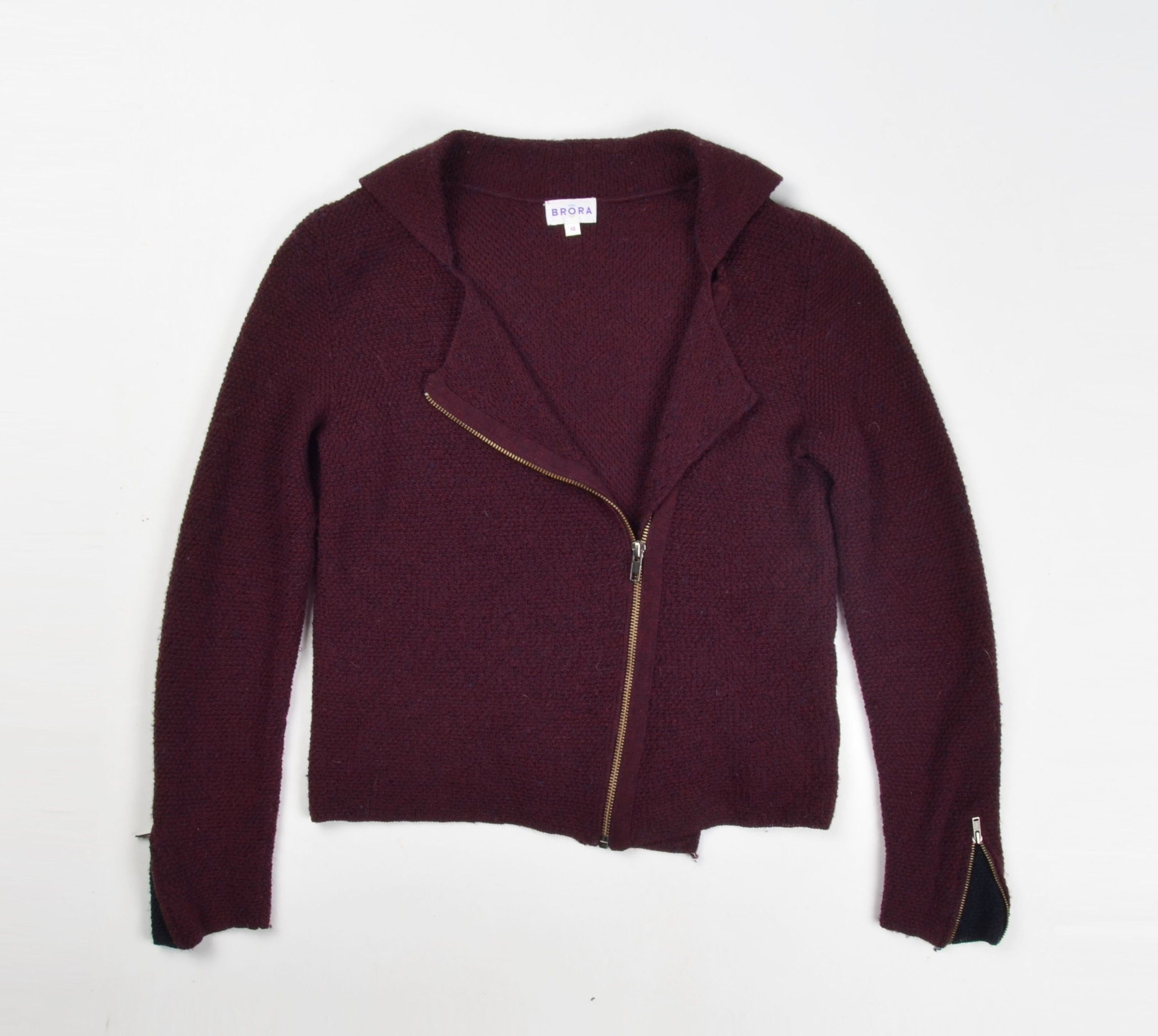 Other Brora Merino Wool Knit Zipper Biker Cardigan Size M / US 6-8 / IT 42-44 - 4 Thumbnail