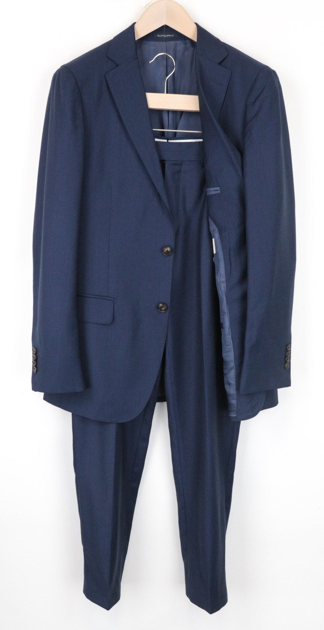 image of Suitsupply Sienna Uk38R Notch Lapel Lined Formal Navy Wool Suit 69180, Men's