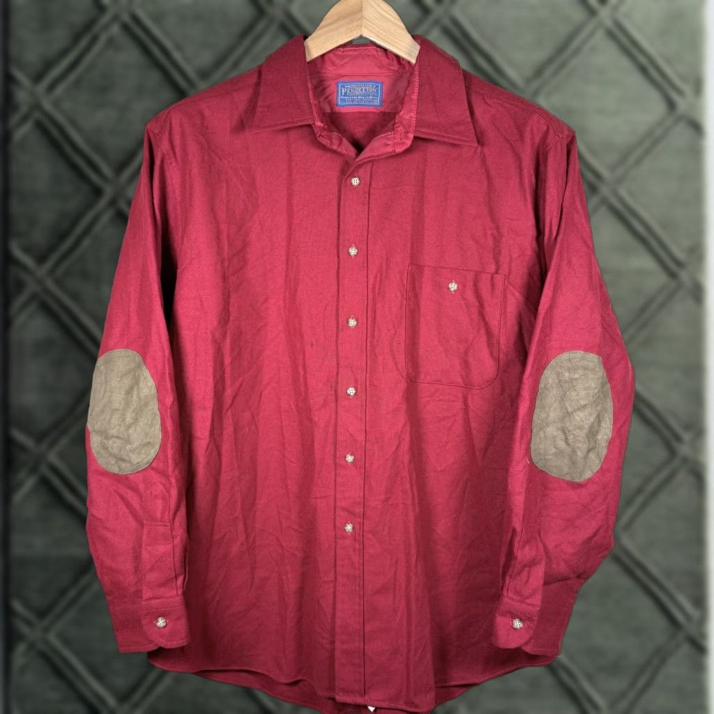 Pendleton VINTAGE Pendleton Shirt Men Red Wool XL Elbow Patch USA Made Stains Size US XL / EU 56 / 4 - 1 Thumbnail