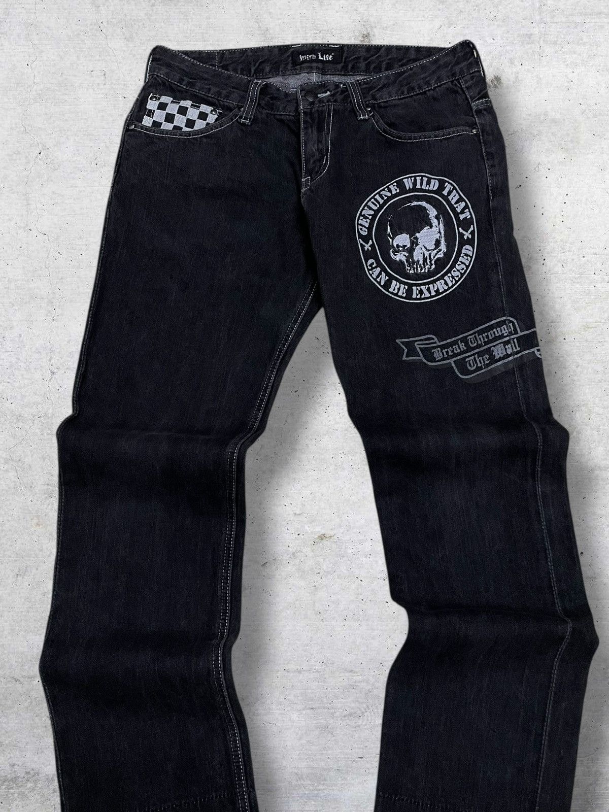 Hysteric Glamour VINTAGE SKULL PUNK ‘BREAK TO THE WALL’ JAPAN WILD LIFE DENIM Size US 31 - 4 Thumbnail
