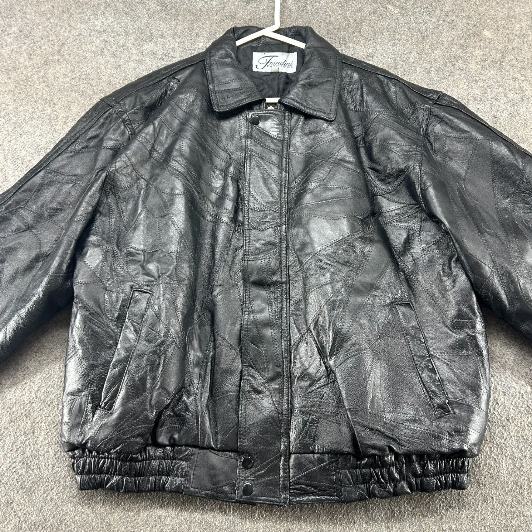 Vintage VINTAGE Fondini Fashions Jacket Mens XL Black Bomber Leather Patchwork Size US XL / EU 56 / 4 - 3 Thumbnail