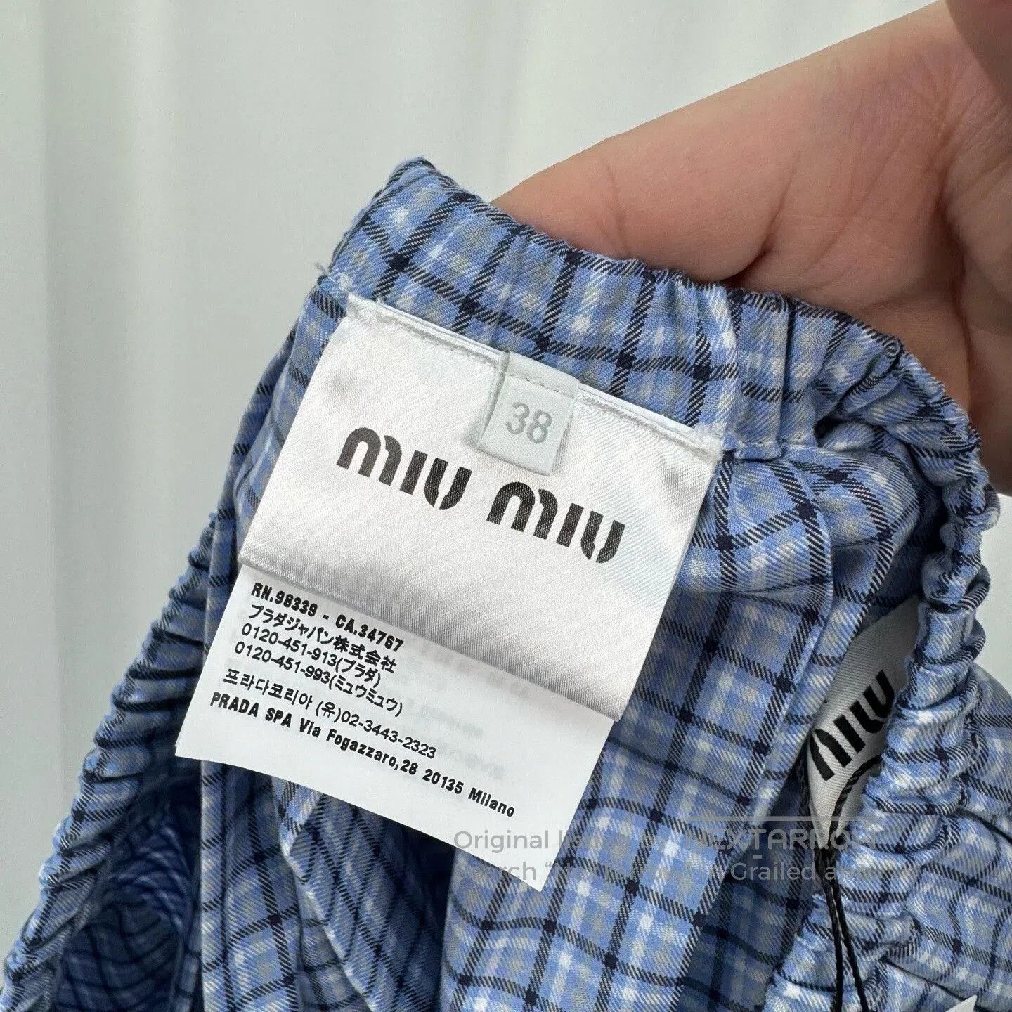 Miu Miu Miu Miu Blue Check Pleated Skirt. Size 37" - 6 Thumbnail