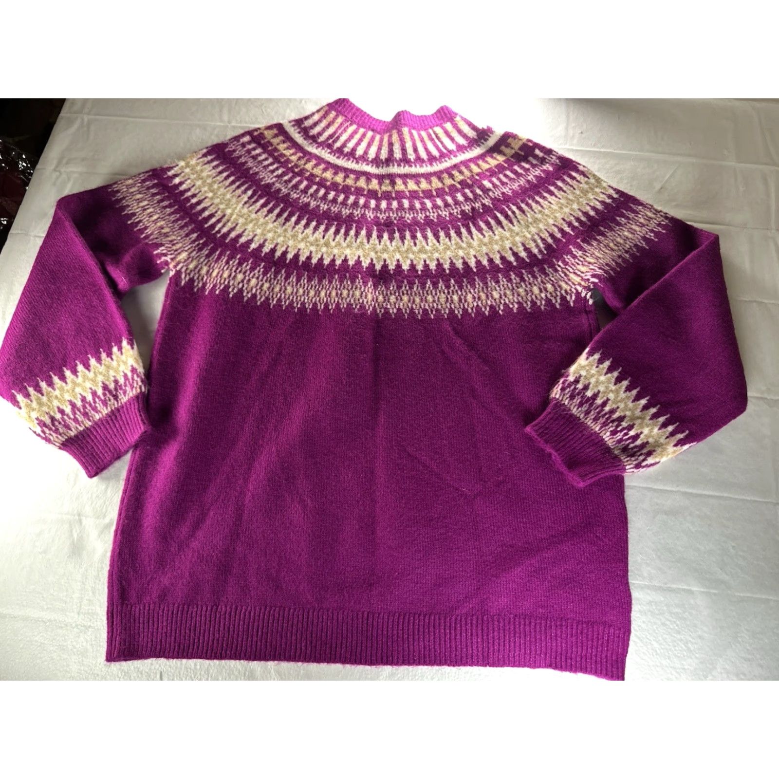 Loft LOFT Pink Multi Color Fair Isle Mock Neck Sweater Womens XL Pullover Knit Size XL / US 12-14 / IT 48-50 - 3 Thumbnail