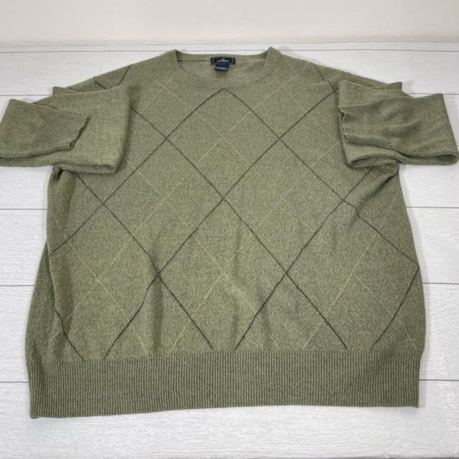Dockers Dockers Green Tan Black Argyle Crew Neck Sweater Size Medium Size US M / EU 48-50 / 2 - 1 Thumbnail
