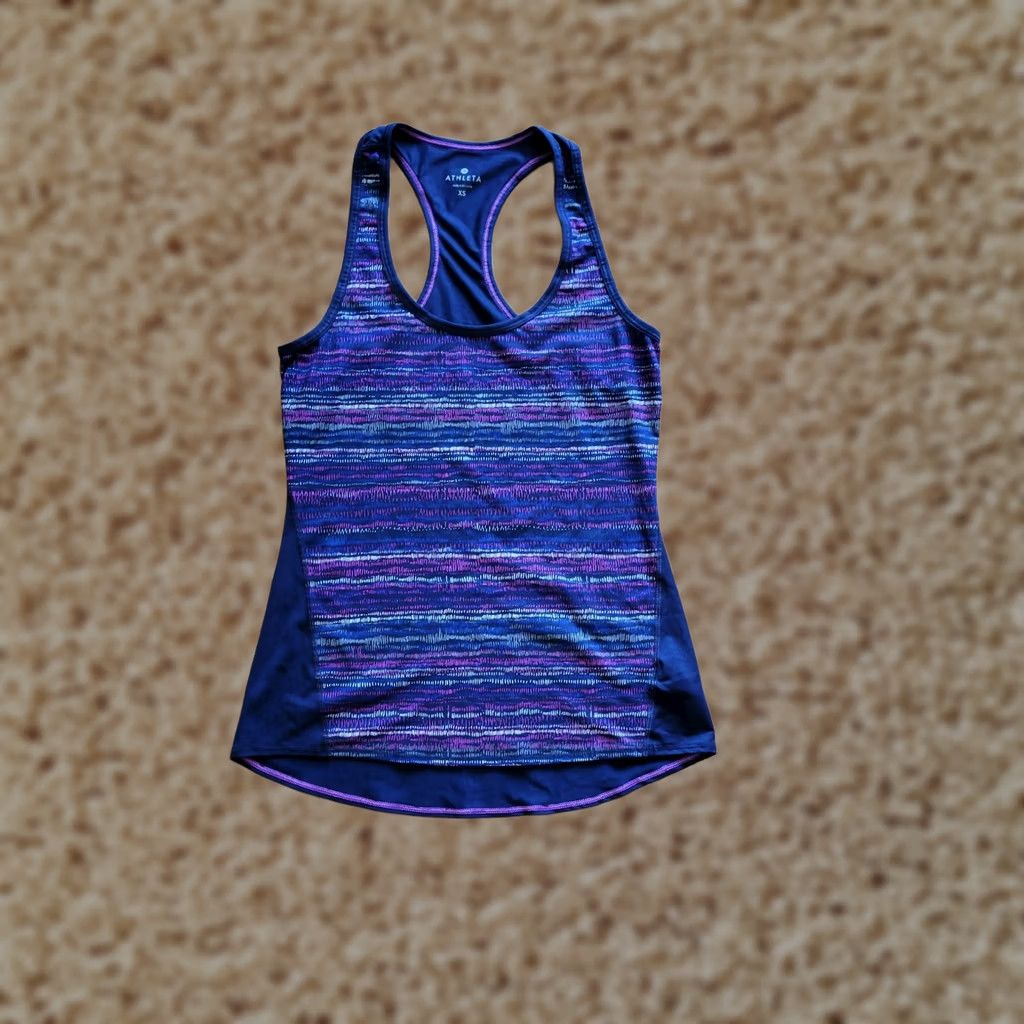 Athleta Athleta Tank Top Womens XS Navy Blue Pink Striped Racerback Athletic Size XS / US 0-2 / IT 36-38 - 1 Thumbnail