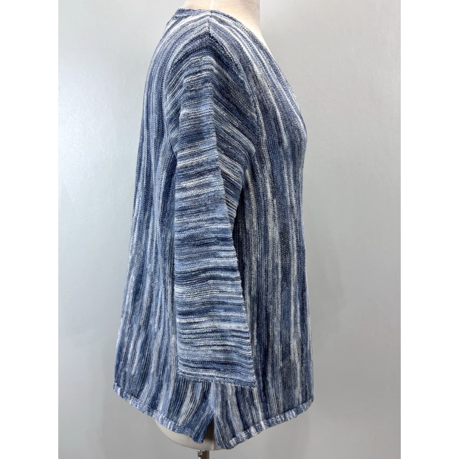 J. Jill J. Jill Space-Dyed Sweater Women XL Indigo Blue Striped Pullover Lightweight Casual Size XL / US 12-14 / IT 48-50 - 4 Thumbnail
