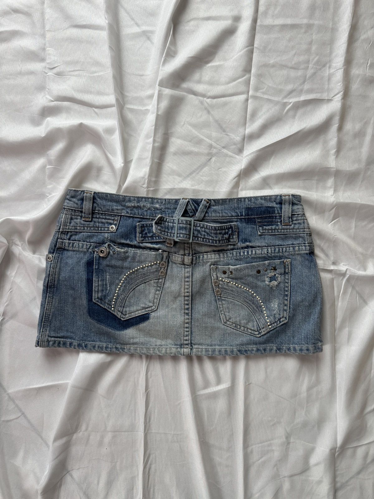 Hysteric Glamour Y2K Super Sexy Vintage Distressed Denim Mini Skirt Size 32" / US 10 / IT 46 - 1 Thumbnail