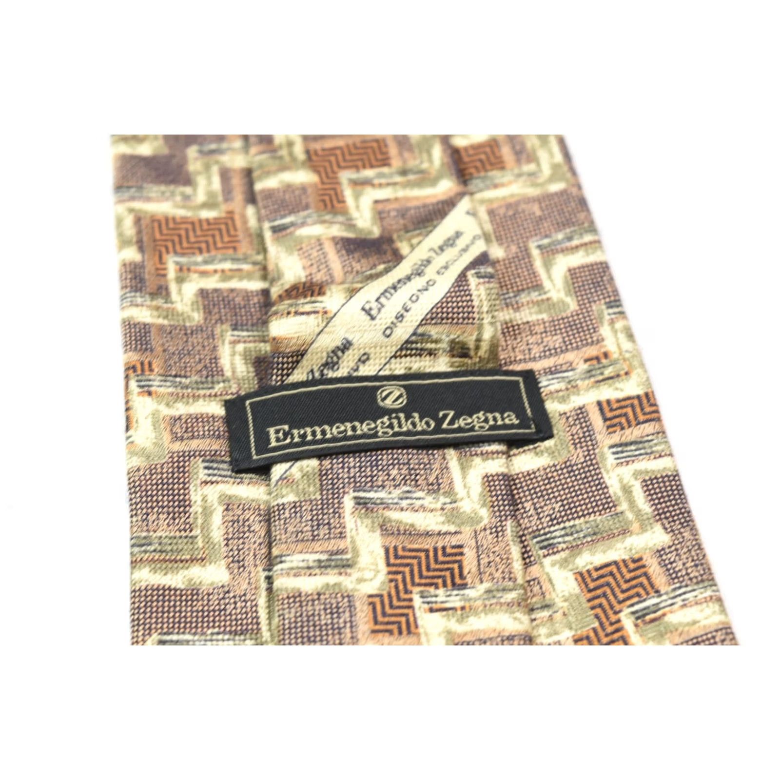 Ermenegildo Zegna VINTAGE Ermenegildo Zegna Neck Tie Mens Abstract Silk Classic Brown Green Italy Tie Mens Size ONE SIZE - 5 Thumbnail