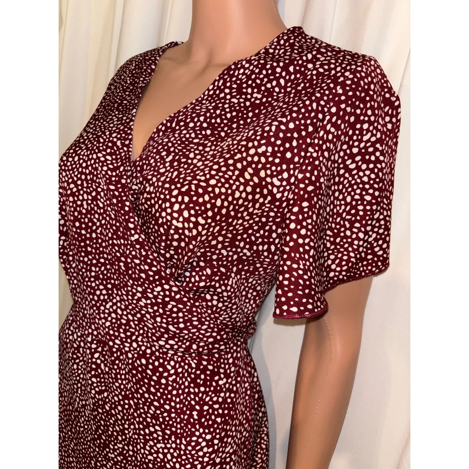 The Unbranded Brand Simplee True Wrap Red Wine Dress Size Large Size L / US 10 / IT 46 - 5 Thumbnail