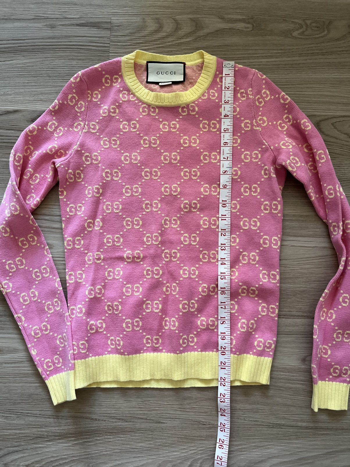 Gucci Gucci pink and yellow monogram cotton knit sweater Size S / US 4 / IT 40 - 3 Thumbnail