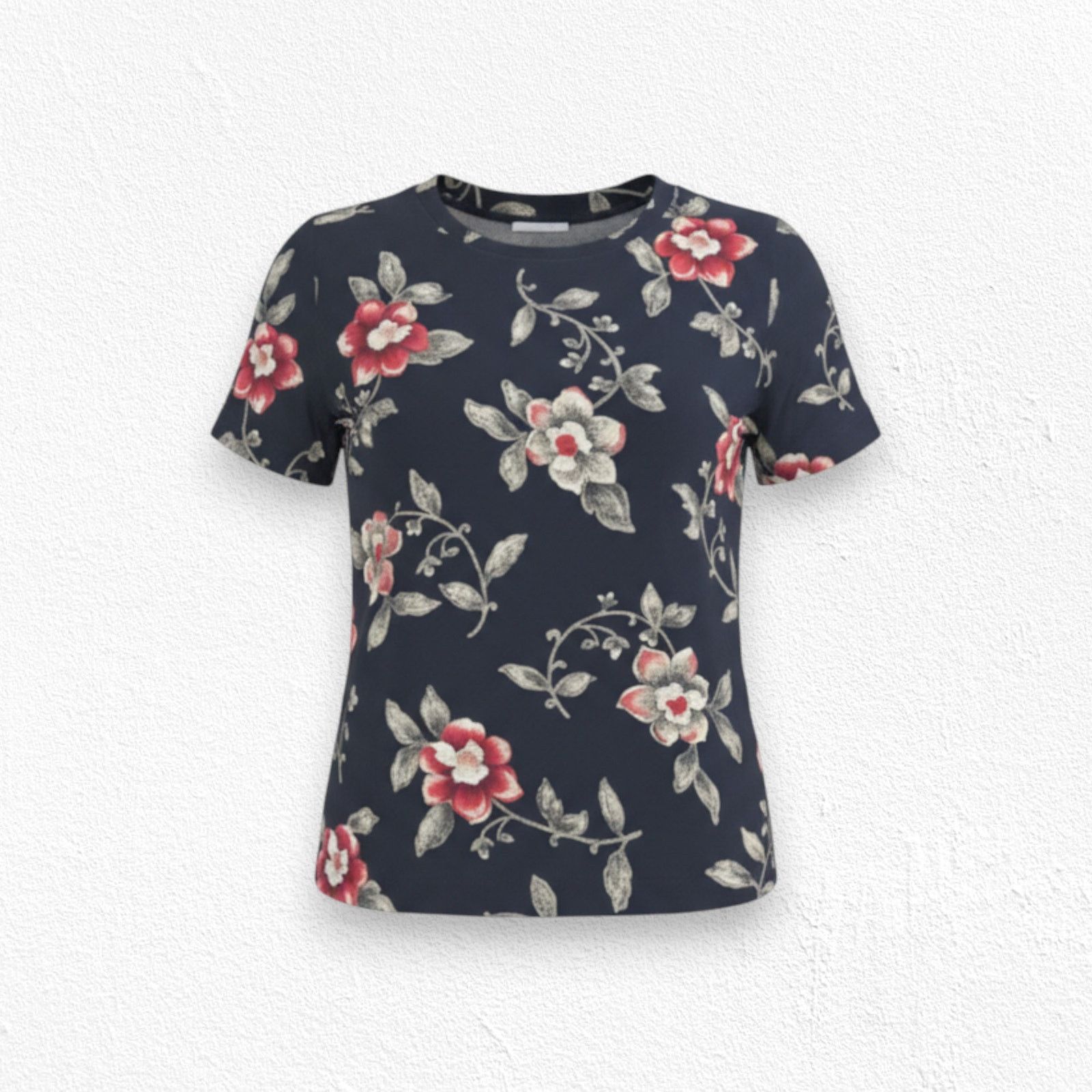 Vintage Vintage Black Red Floral 100% Silk Blouse Size Small Size S / US 4 / IT 40 - 1 Thumbnail
