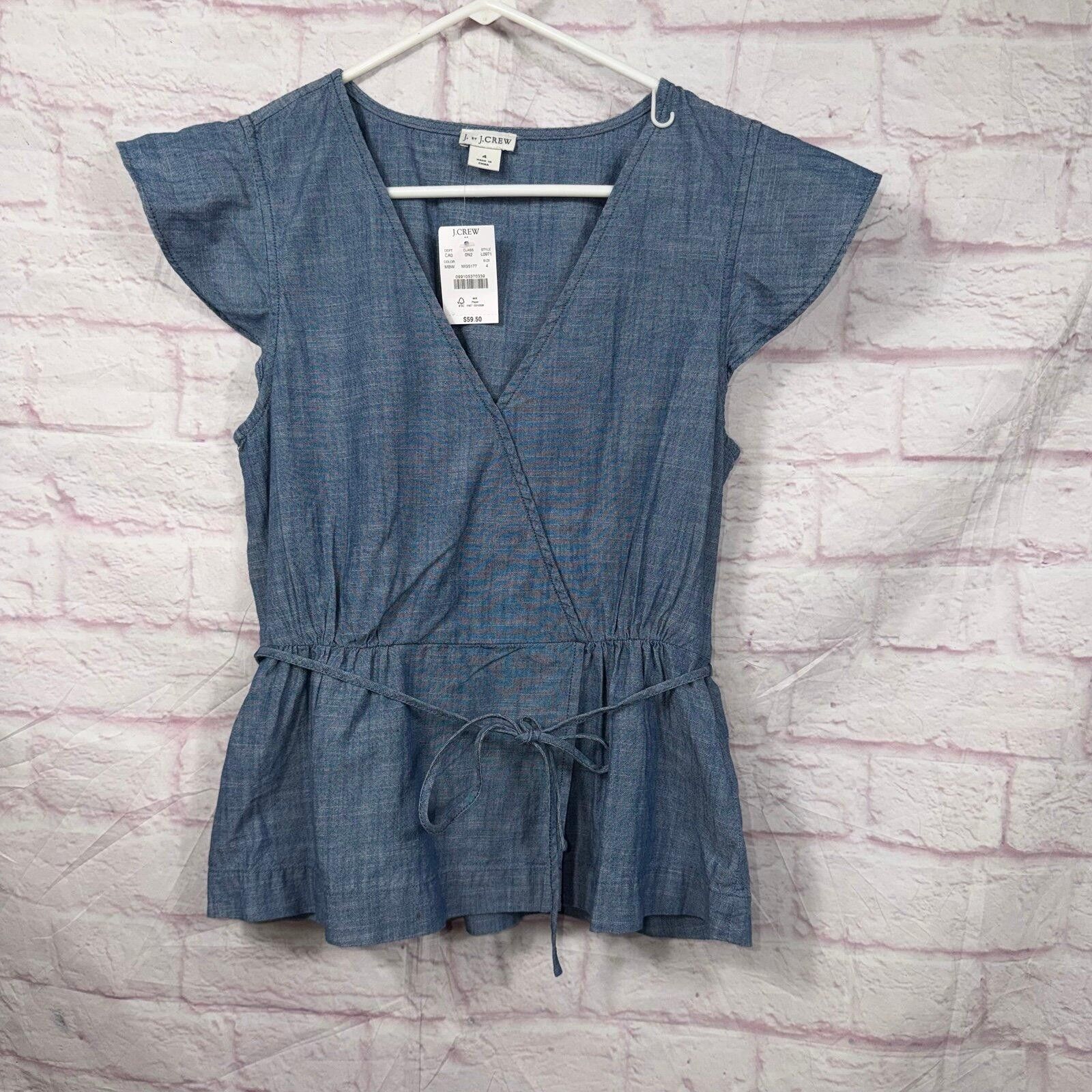 J.Crew J.Crew Women's Chambray Wrap Top Size 4 NWT Size S / US 4 / IT 40 - 1 Thumbnail