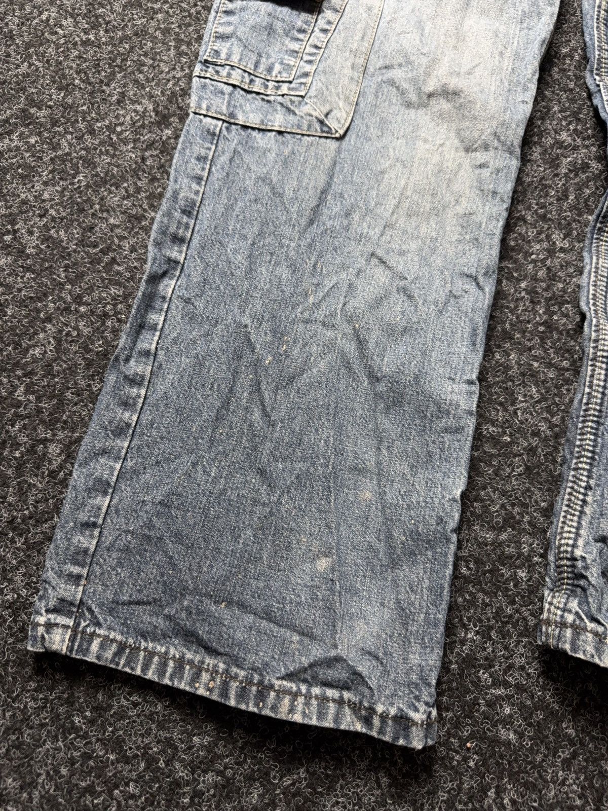 Japanese Brand Vintage 00s Denim Cargo Jeans Y2K Distressed Workwear Baggy Size US 31 - 3 Thumbnail