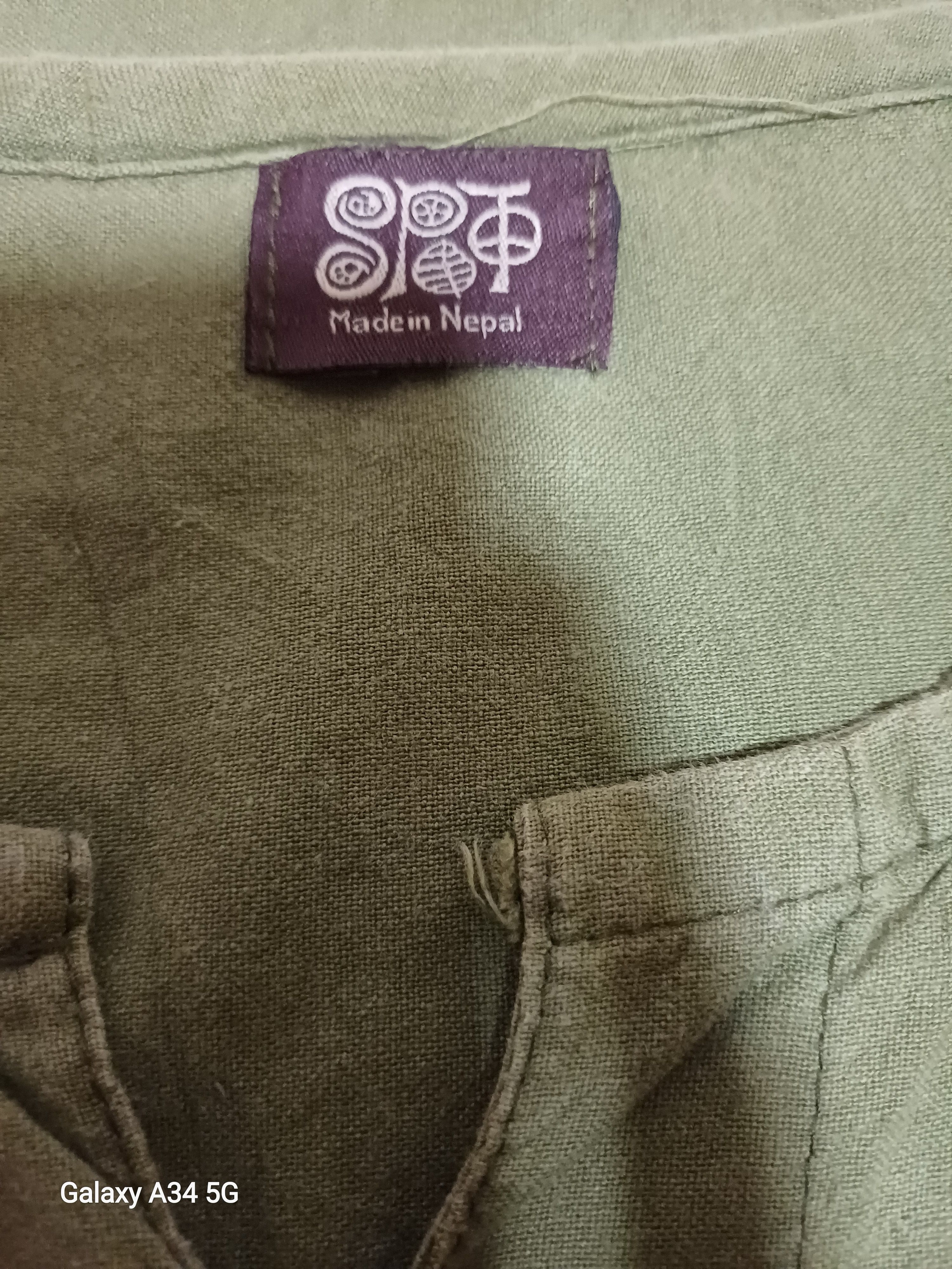 Japanese Brand Unisex Woven Cotton Shirt with Tribal Pocket in Green Size US L / EU 52-54 / 3 - 4 Thumbnail