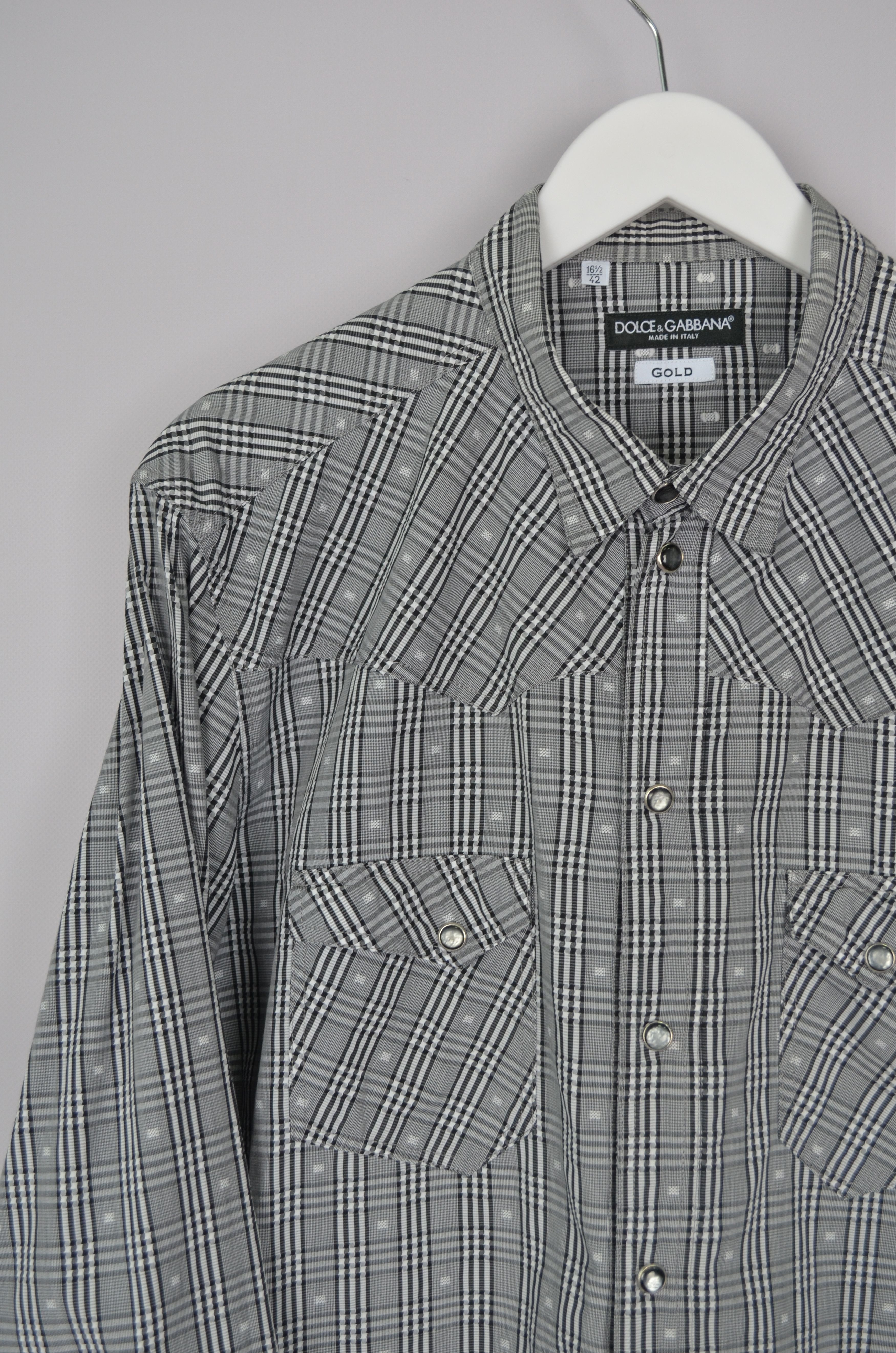 Dolce & Gabbana × Vintage Dolce & Gabbana GOLD Snap Western Check Shirt Runway Size L Size US L / EU 52-54 / 3 - 6 Thumbnail