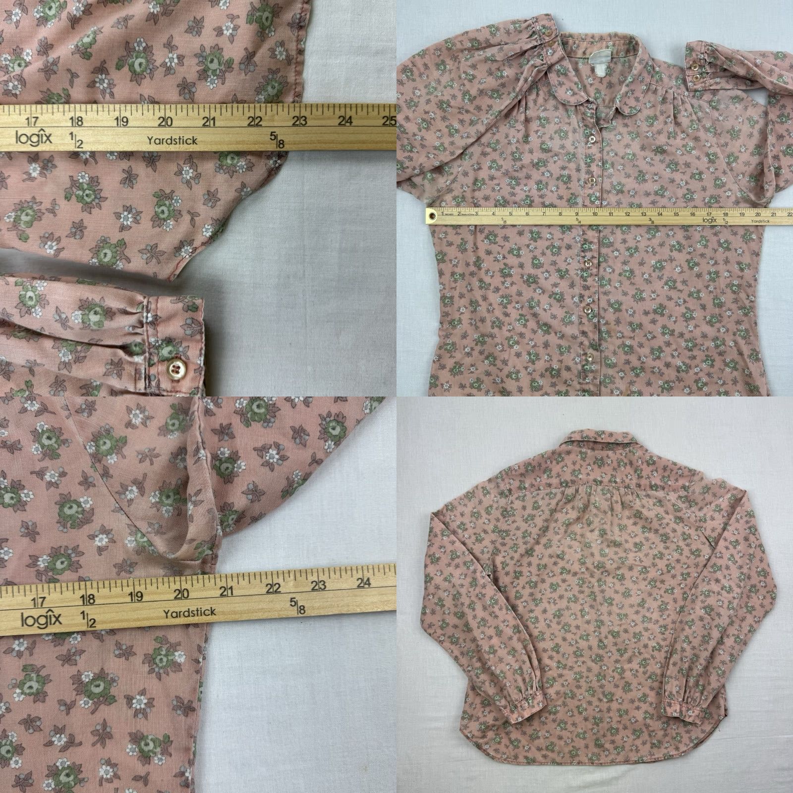 Pinko VINTAGE JH Collectibles Floral Button-Up Shirt Womens Medium Pink 1980s Long Sleeve Casual Collared Size M / US 6-8 / IT 42-44 - 8 Thumbnail