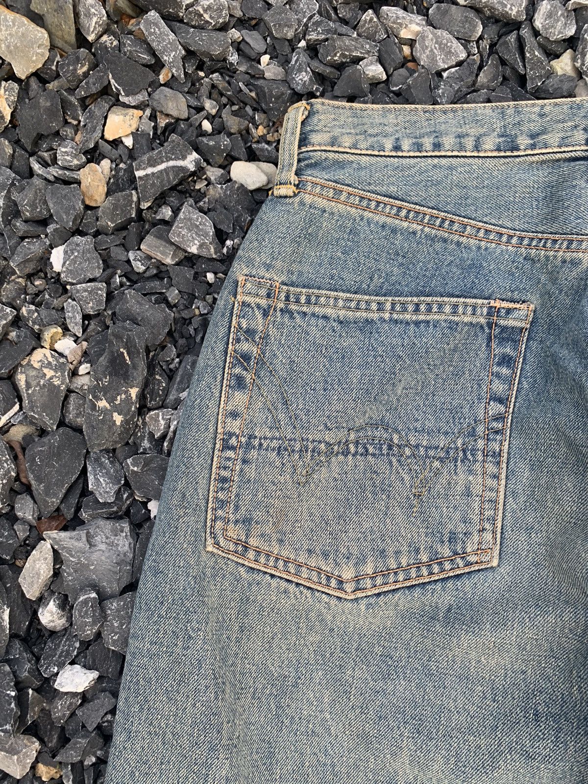 Kapital VINTAGE EDWIN 505 SELVEDGE BAGGY JAPANESE DISTRESSED DENIM Size US 29 - 14 Thumbnail