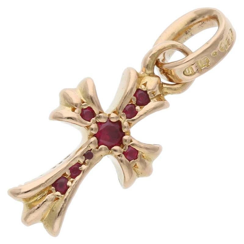 image of Chrome Hearts Gold Ruby Cross Charm, Men's
