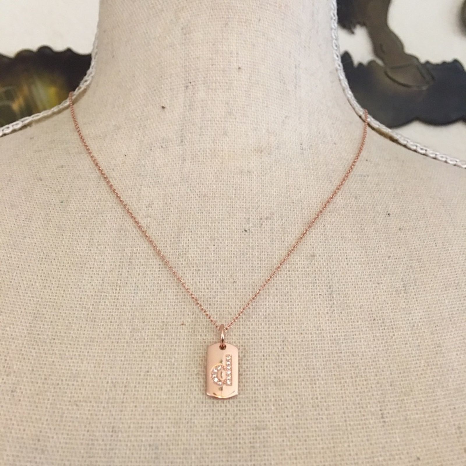 Jewelry LA Gem sterling “d” monogram dog tag necklace Size ONE SIZE - 1 Thumbnail