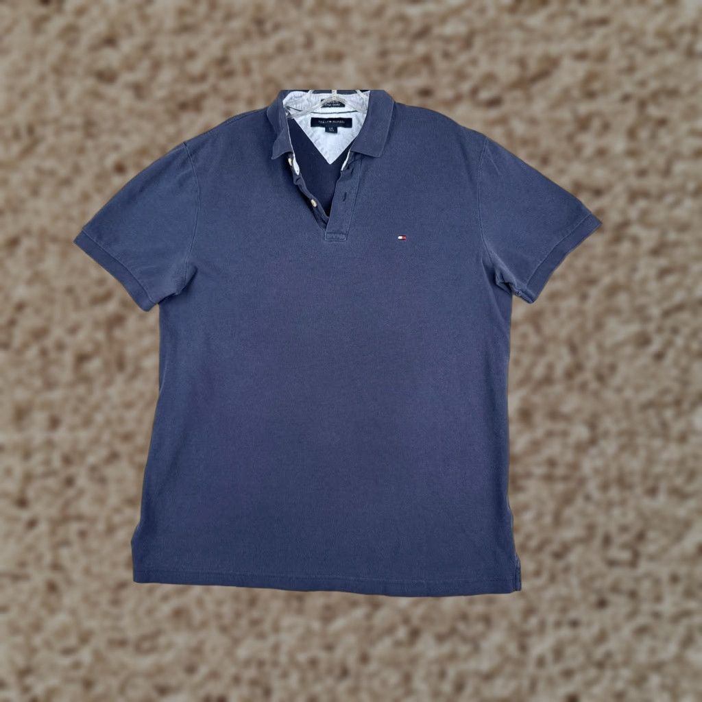 Tommy Hilfiger Tommy Hilfiger Polo Shirt Men Large Blue 100% Cotton Custom Fit Short Sleeve Slim Trim Embroidered Logo Sports Modern Theme Mens Size US L / EU 52-54 / 3 - 1 Thumbnail