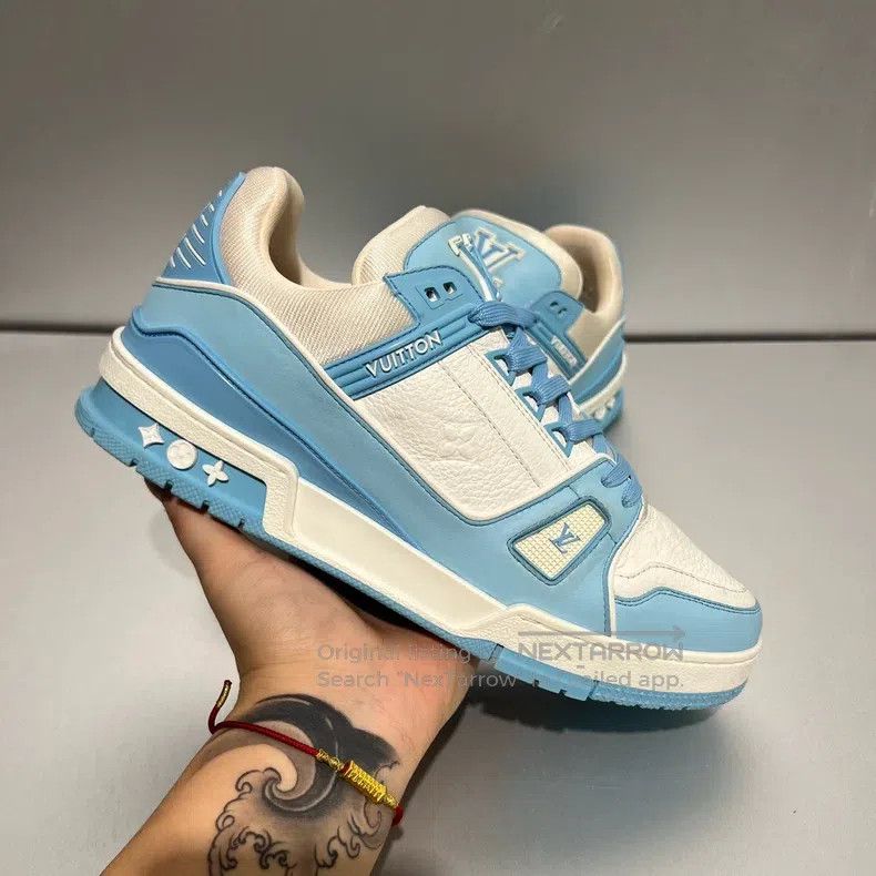 Louis Vuitton Louis Vuitton Trainer White and Blue Trainer Board Shoes Size US 8.5 / EU 41-42 - 9 Thumbnail