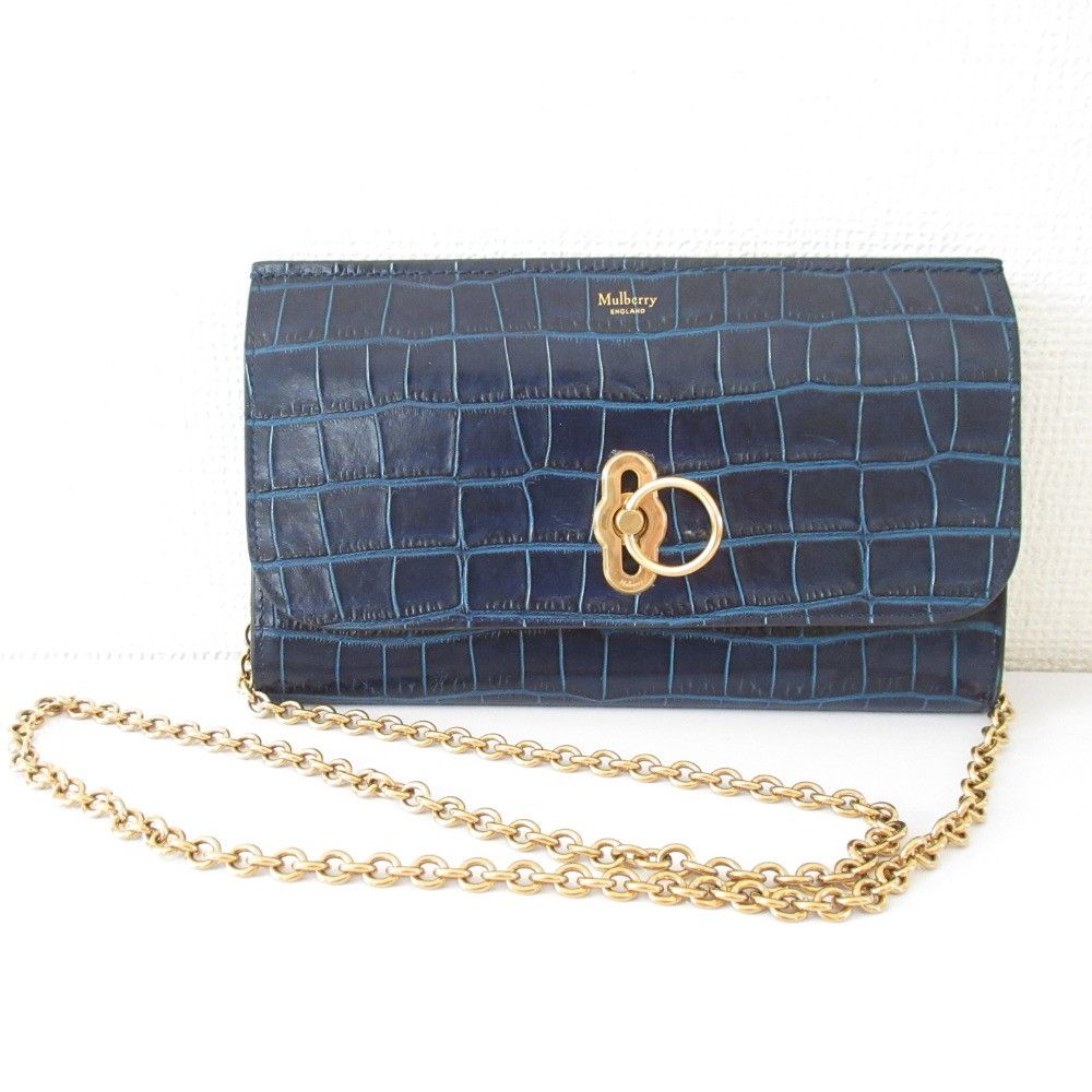 Mulberry Mulberry Mulberry Amberley Shiny Small Croc Embossed 2way Shoulder Bag Leather Clutch Bag DUTY FREE for USA Size ONE SIZE - 1 Thumbnail