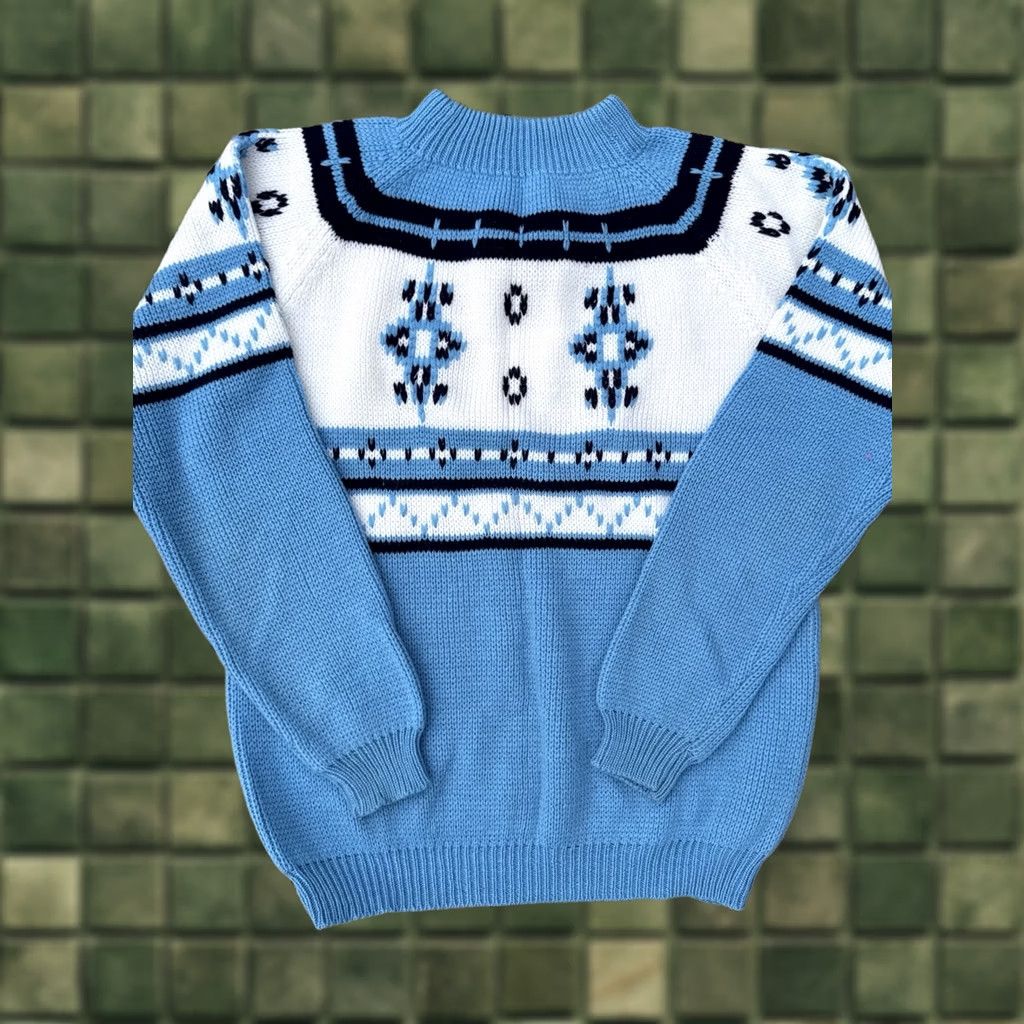 Vintage VINTAGE Nordic Sweater Blue White Ski Fair Isle Knit Womens S Size S / US 4 / IT 40 - 1 Thumbnail
