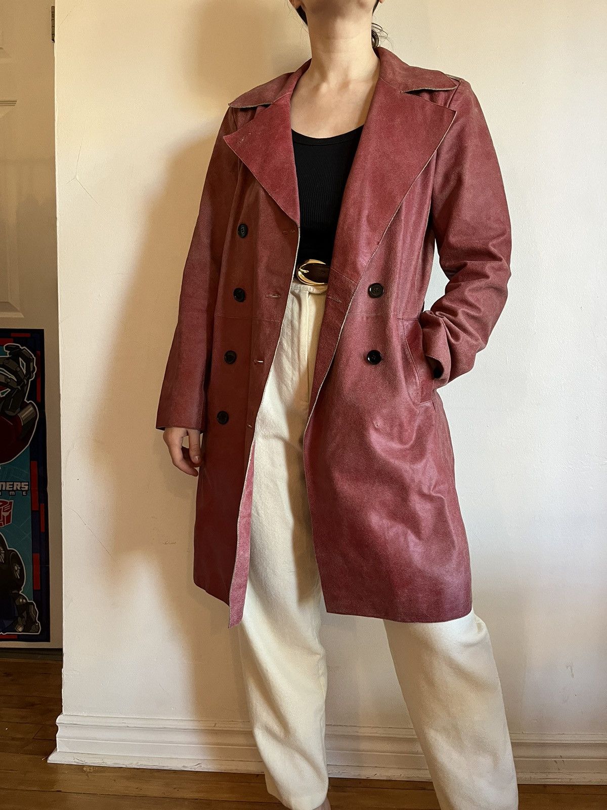 Leather × Tommy Hilfiger Tommy Hilfiger distressed red leather trench coat M Size M / US 6-8 / IT 42-44 - 2 Thumbnail