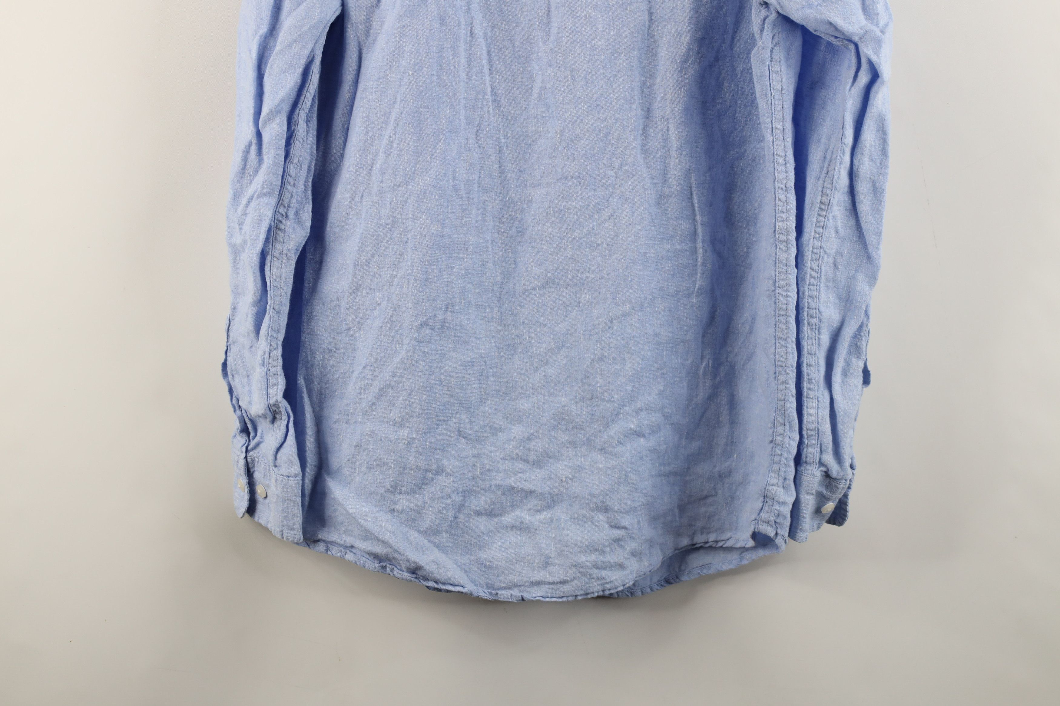 L.L. Bean × Vintage Vintage LL Bean Fitted Linen Collared Button Shirt Blue Size US M / EU 48-50 / 2 - 13 Thumbnail