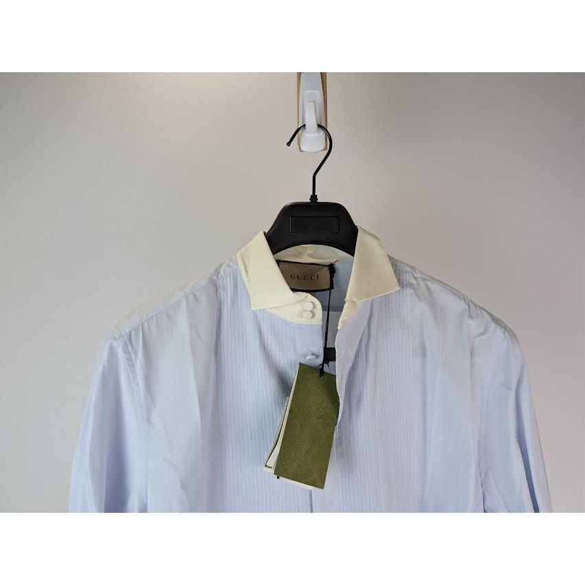 Gucci o1rshd1 Piece Dyed Popeline Boxy Shirt in Baby Blue / Mix Size US M / EU 48-50 / 2 - 4 Thumbnail