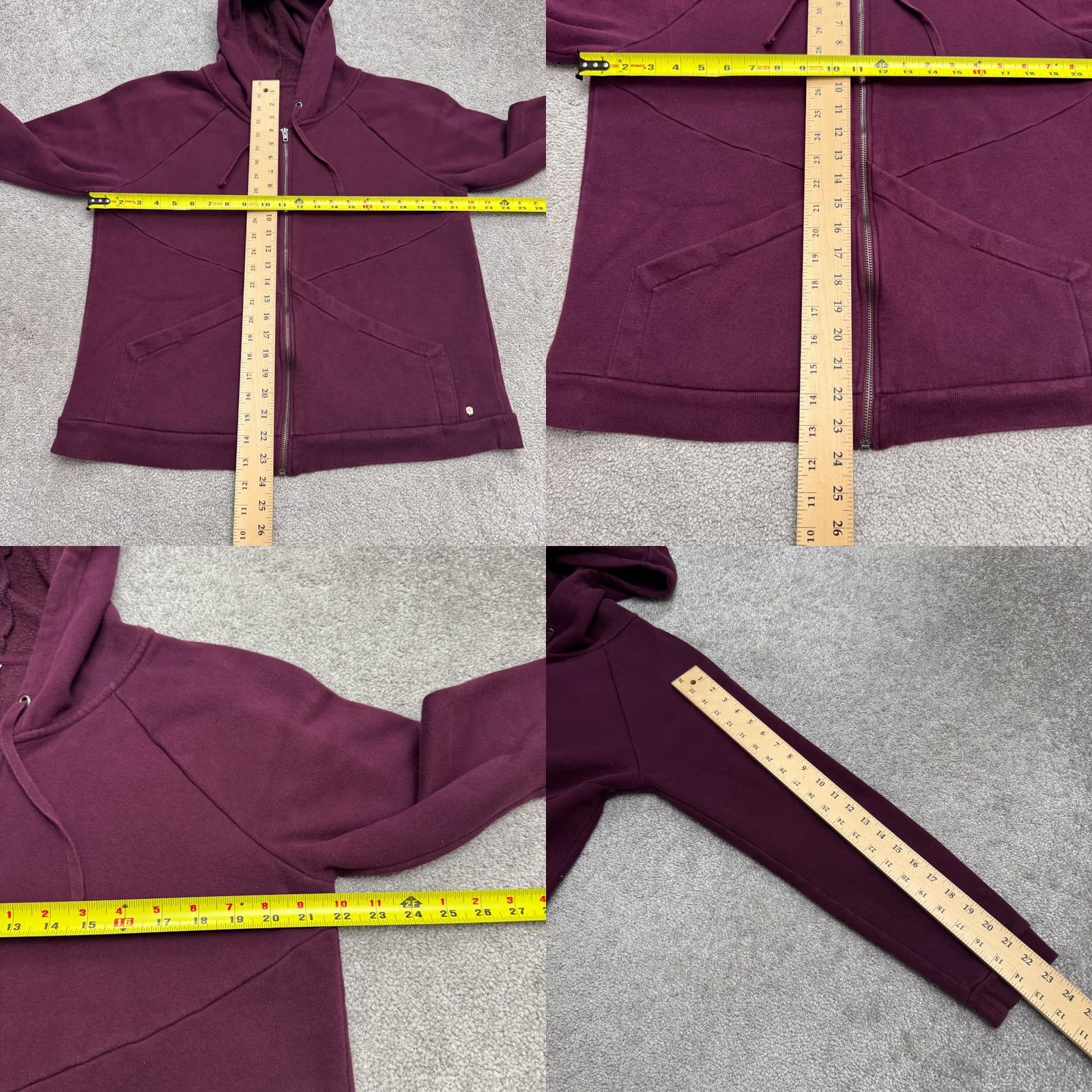 Fabletics Fabletics Full Zip Hoodie Sweatshirt Women XL Burgundy Fleece Raglan Pockets Size XL / US 12-14 / IT 48-50 - 8 Thumbnail