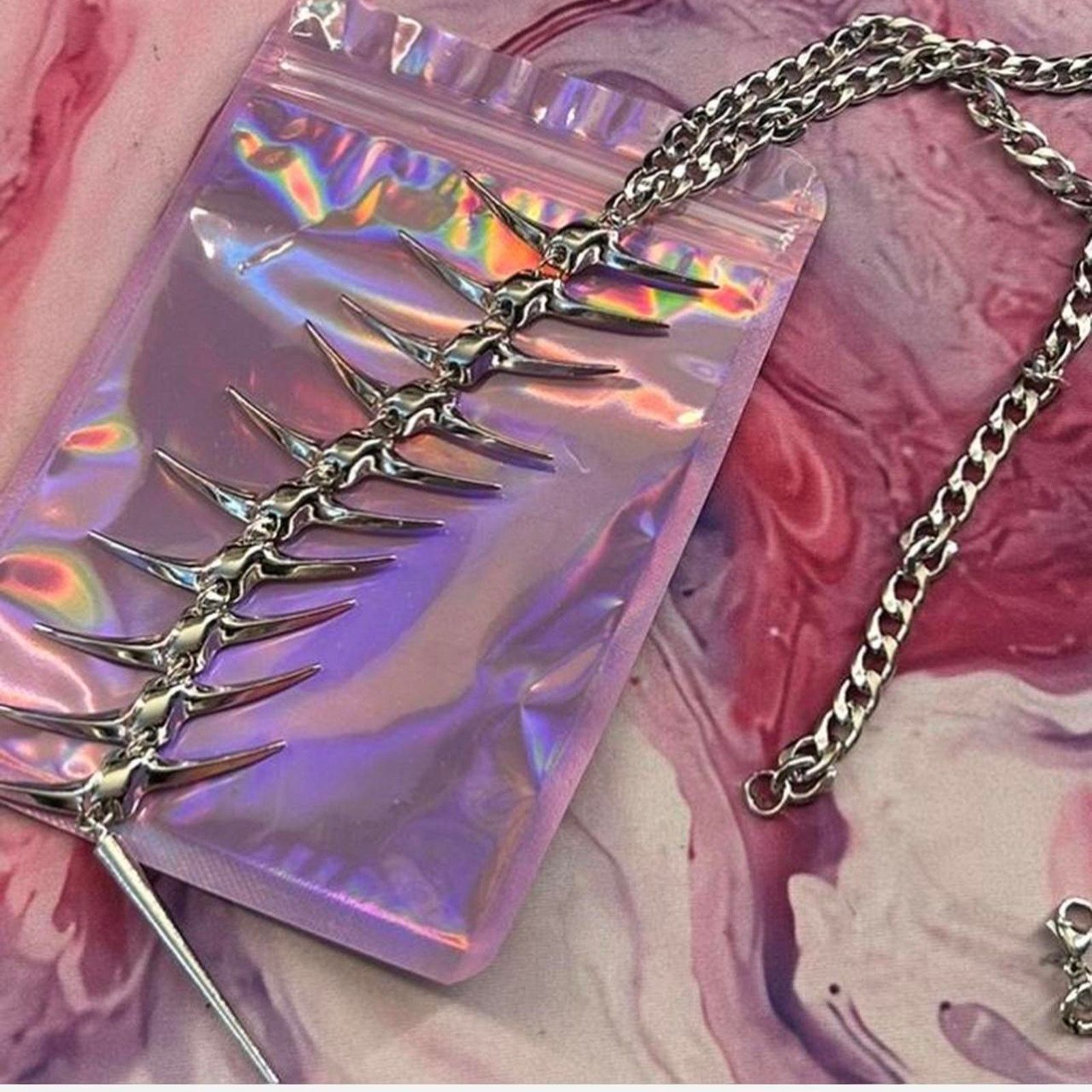 Other Avant Garde Silver Tone Spine Spinal Back Front Necklace Size ONE SIZE - 4 Thumbnail