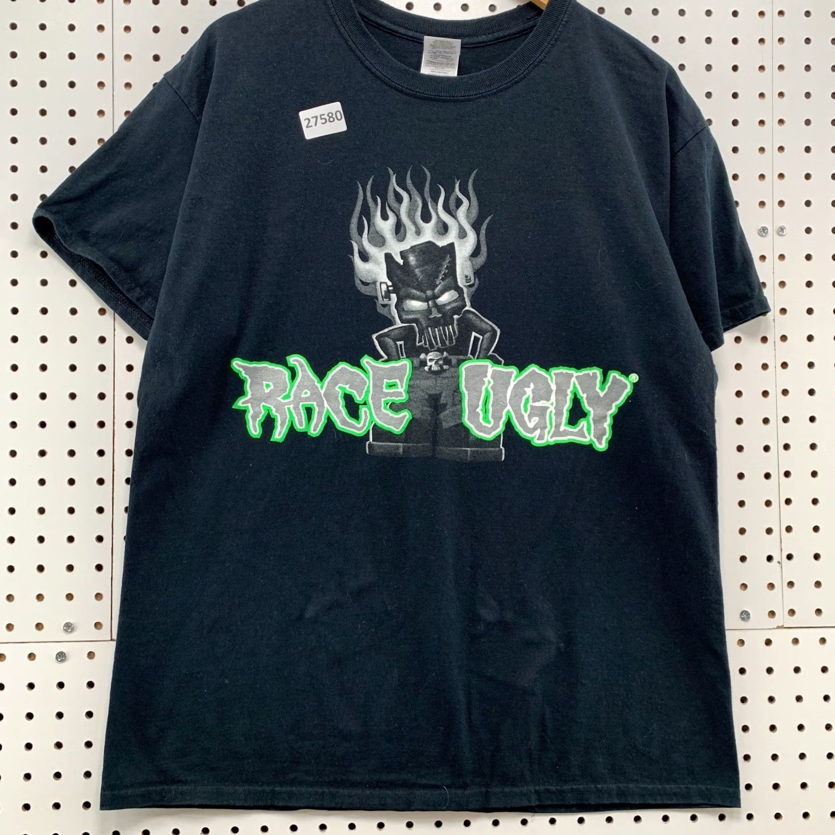 Gildan Race Ugly Shirt Funny Prius Quote Black Green Flames Mens Large 21.5x28 Adult Large Black Green Flames Prius Joke Quote T-Shirt Nike? Size US L / EU 52-54 / 3 - 7 Thumbnail
