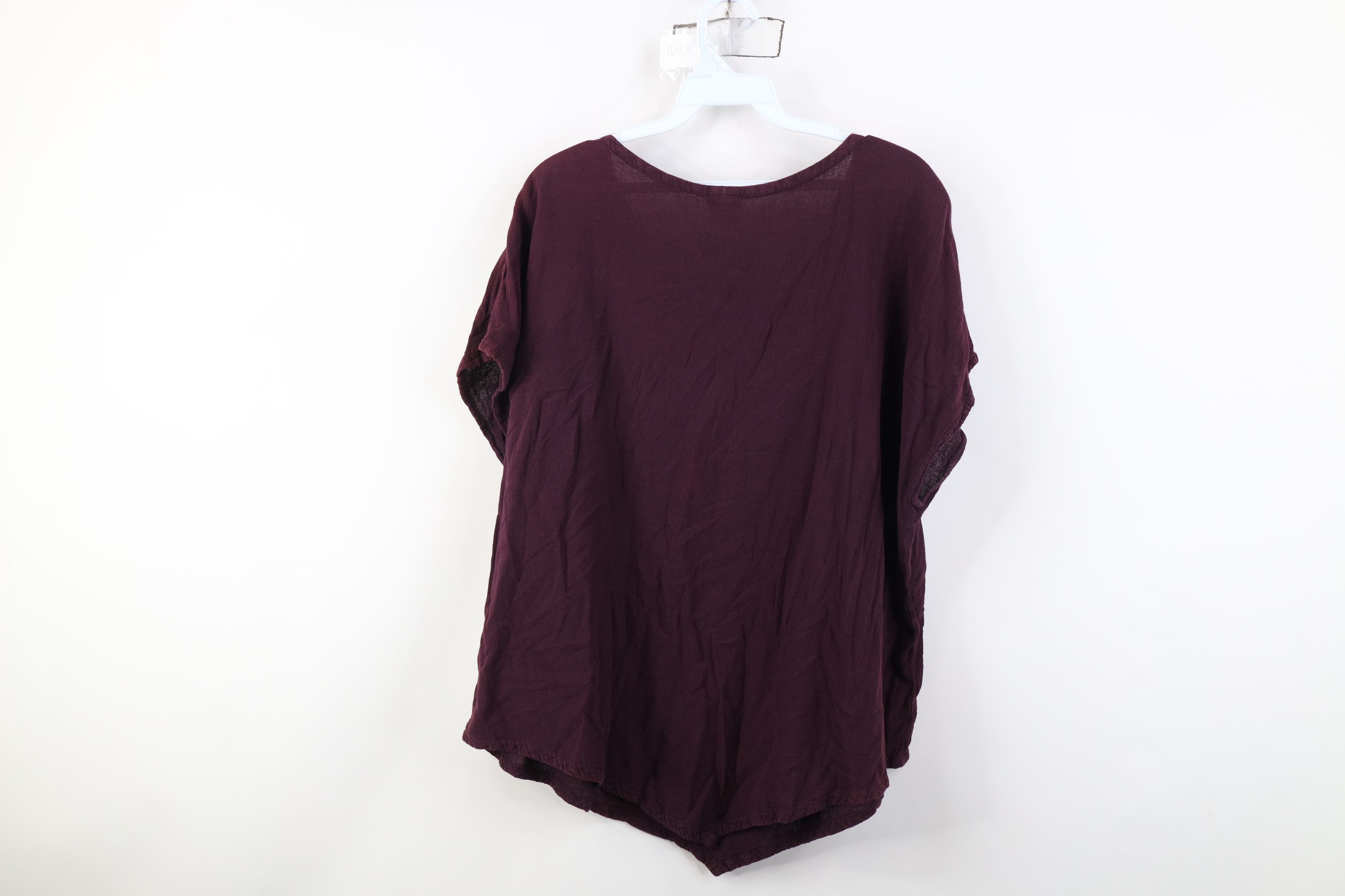 Vintage Vintage 90s Lagenlook Cotton Dolman Sleeve T-Shirt Purple Size 3XL / US 20-22 - 8 Thumbnail