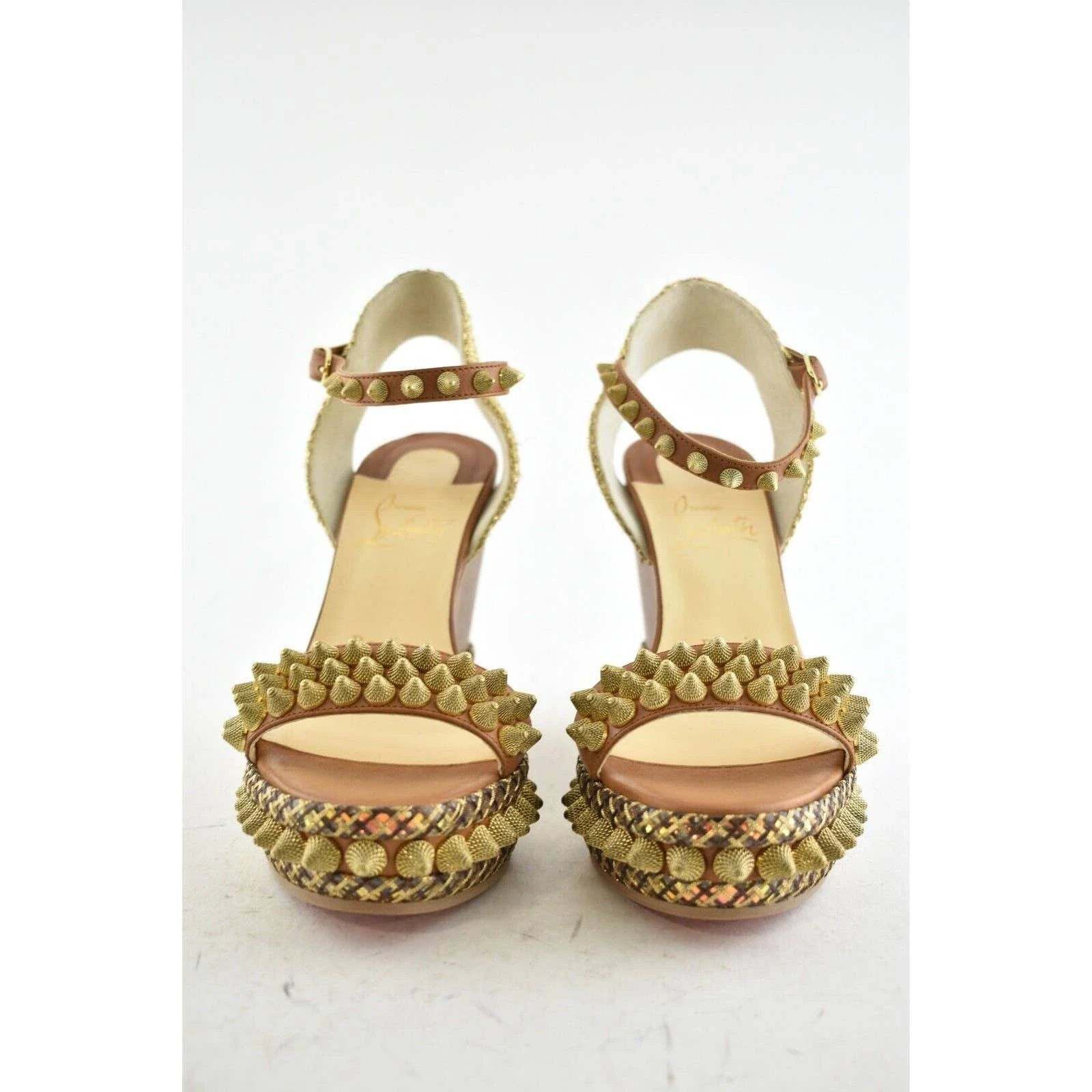 Christian Louboutin Christian Louboutin Cordorella 110 Brown Gold Stud Size US 6 / IT 36 - 6 Thumbnail
