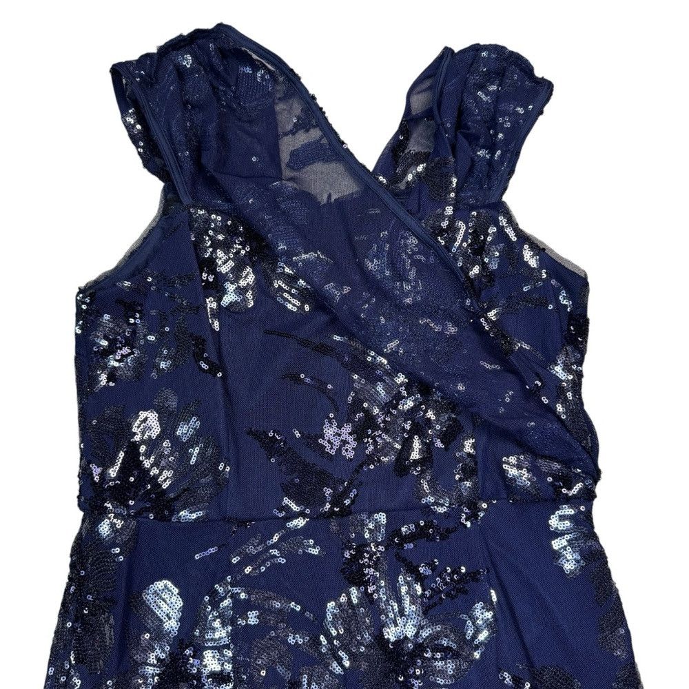 MAGGY LONDON NWT New Maggy London Long Floral Sequined Navy Evening Gown Size M / US 6-8 / IT 42-44 - 3 Thumbnail