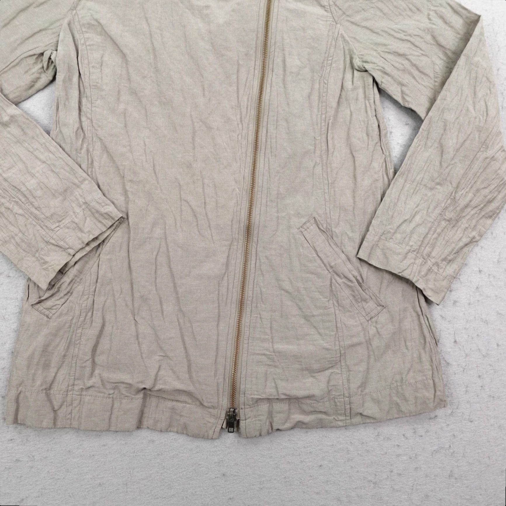 Eileen Fisher Eileen Fisher Jacket Womens M Gray Asymmetrical Full Zip Lightweight Collared Pockets Mid-Length Size M / US 6-8 / IT 42-44 - 3 Thumbnail