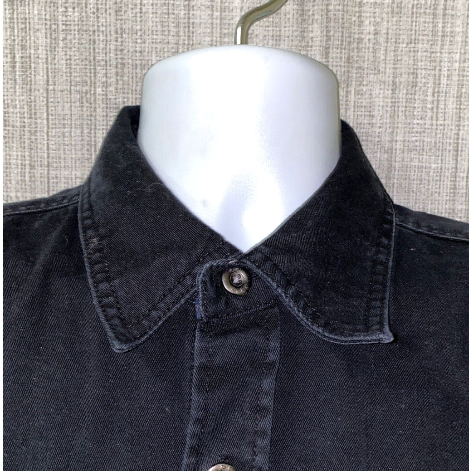 Vintage PJ Mark Industrial Shirt Mens Long Sleeve Cotton Button Front Size L Black Size US L / EU 52-54 / 3 - 3 Thumbnail