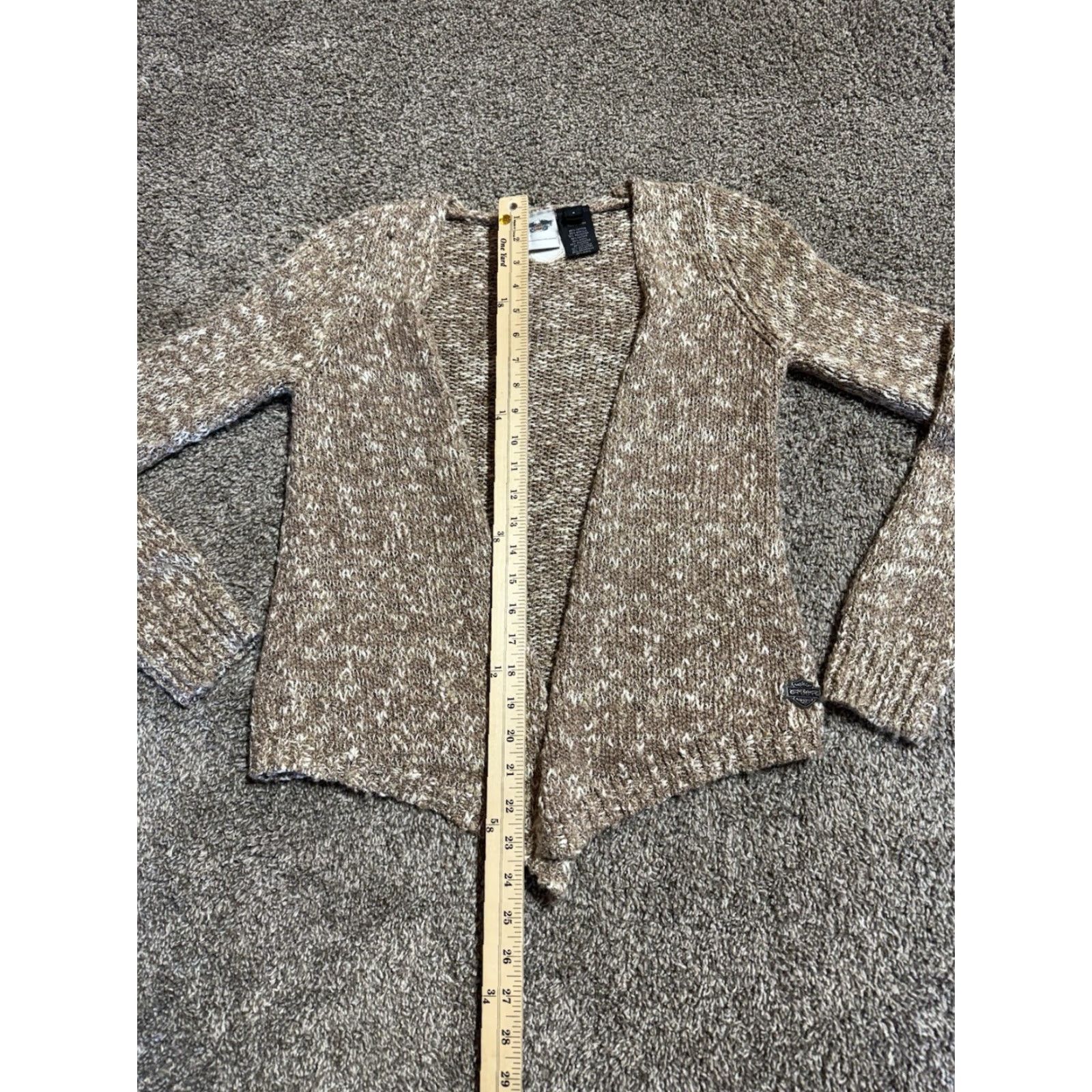 Harley Davidson Harley-Davidson Sweater Womens Size S Brown Open Layer Cardigan 1724 Logo Studded Raglan Sleeve Knit Acrylic Cotton Polyester Size S / US 4 / IT 40 - 5 Thumbnail