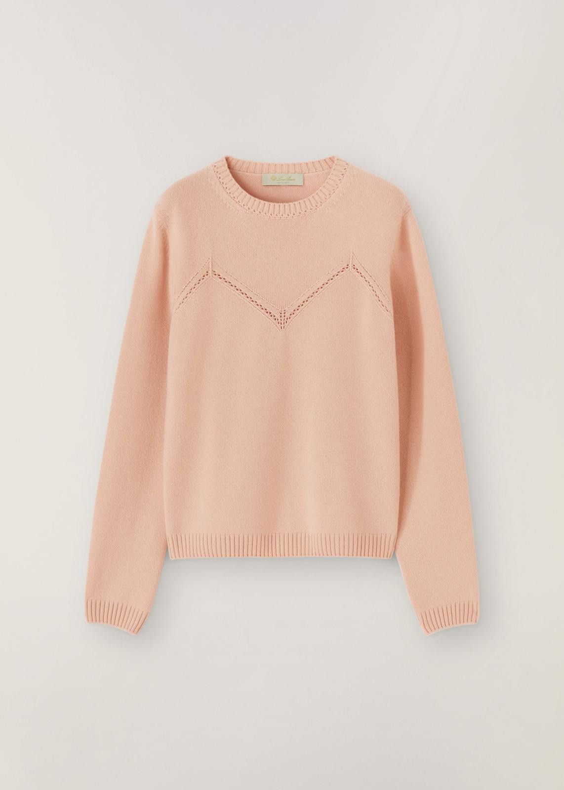 Loro Piana o1srvl11e1024 Cocooning Crewneck Fine Ajour Sweater in Pink Size XS / US 0-2 / IT 36-38 - 1 Thumbnail