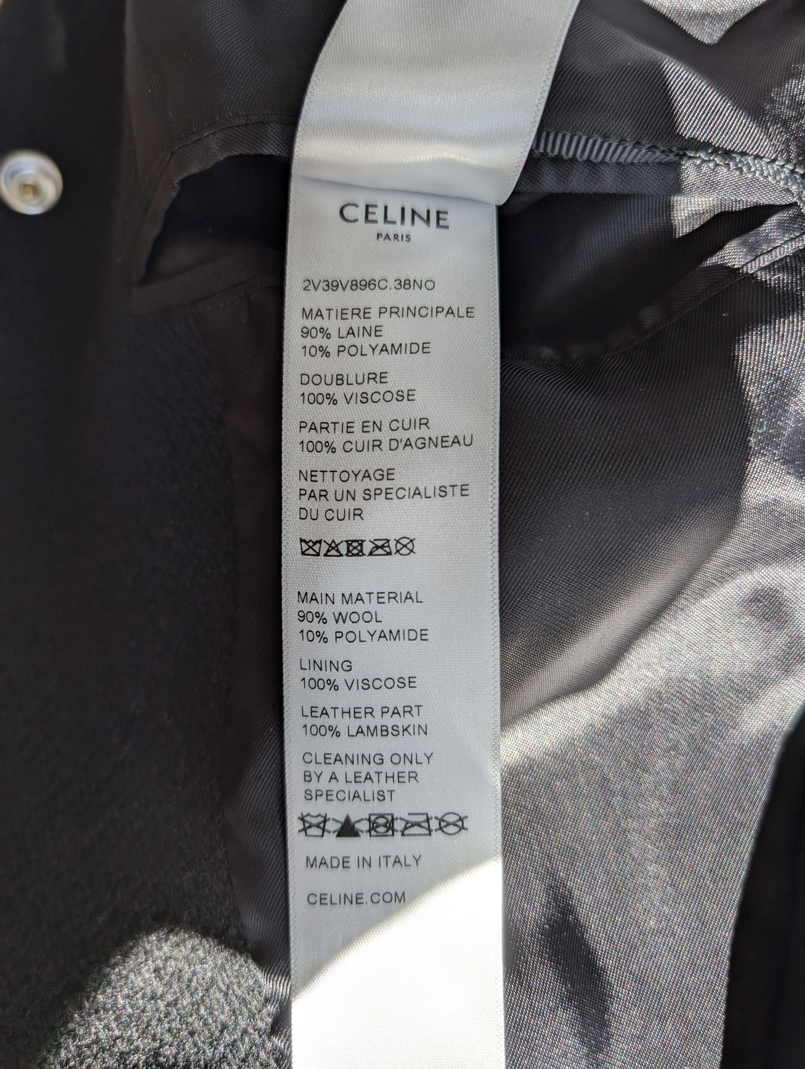 Celine Celine Homme Leather Trimmed Virgin Wool Varsity Jacket Size US M / EU 48-50 / 2 - 8 Thumbnail