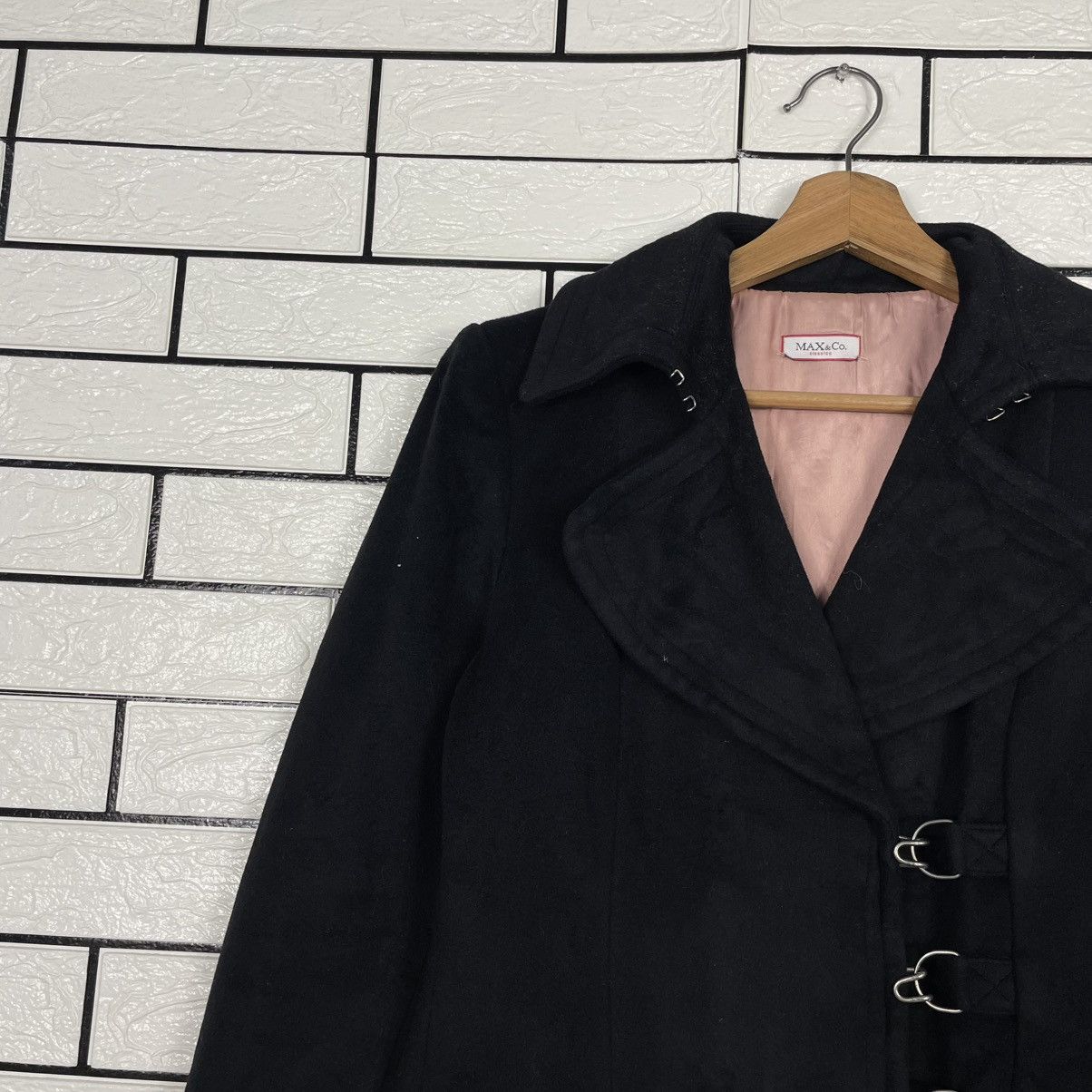 MAX&Co. Max & Co Women Black Overcoat Made In Italy Size S / US 4 / IT 40 - 7 Thumbnail