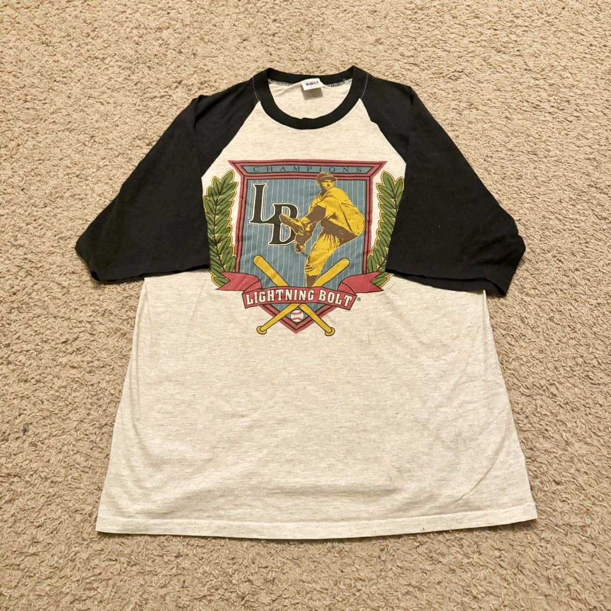 Lightning Bolt VINTAGE LIGHTNING BOLT SURF BRAND BASEBALL TEE! Size US L / EU 52-54 / 3 - 5 Thumbnail