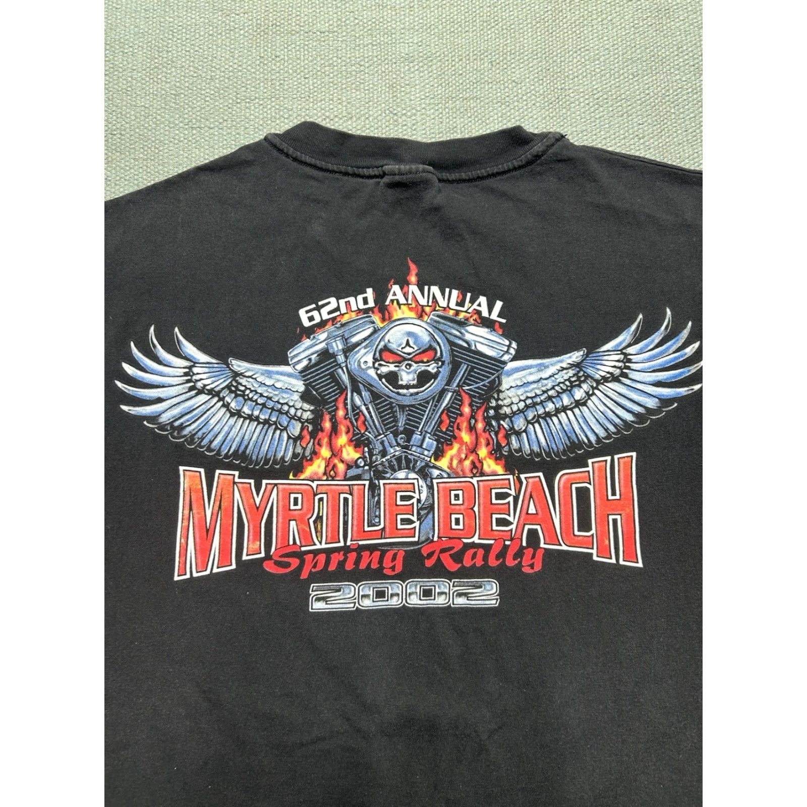 Harley Davidson VINTAGE Harley-Davidson T-Shirt Men L Black Biker Myrtle Beach Flames Skull 2000s (Y2K) Size US L / EU 52-54 / 3 - 2 Thumbnail