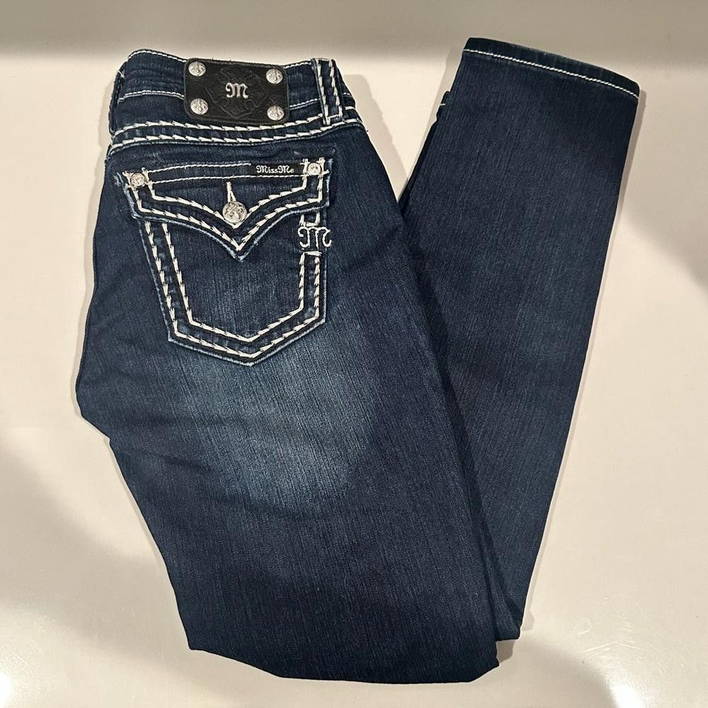 Designer Miss Me Denim Loose Saddle Stitch Border Skinny Jeans 29 Size 29" - 10 Thumbnail