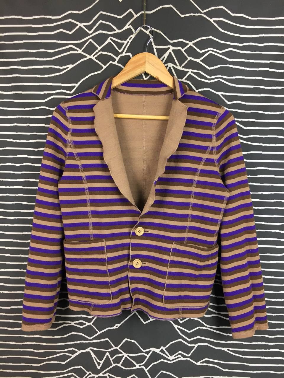 Vintage Reversible Knit Blazer Jacket Solid Brown / Bold Purple Size S / US 4 / IT 40 - 9 Thumbnail
